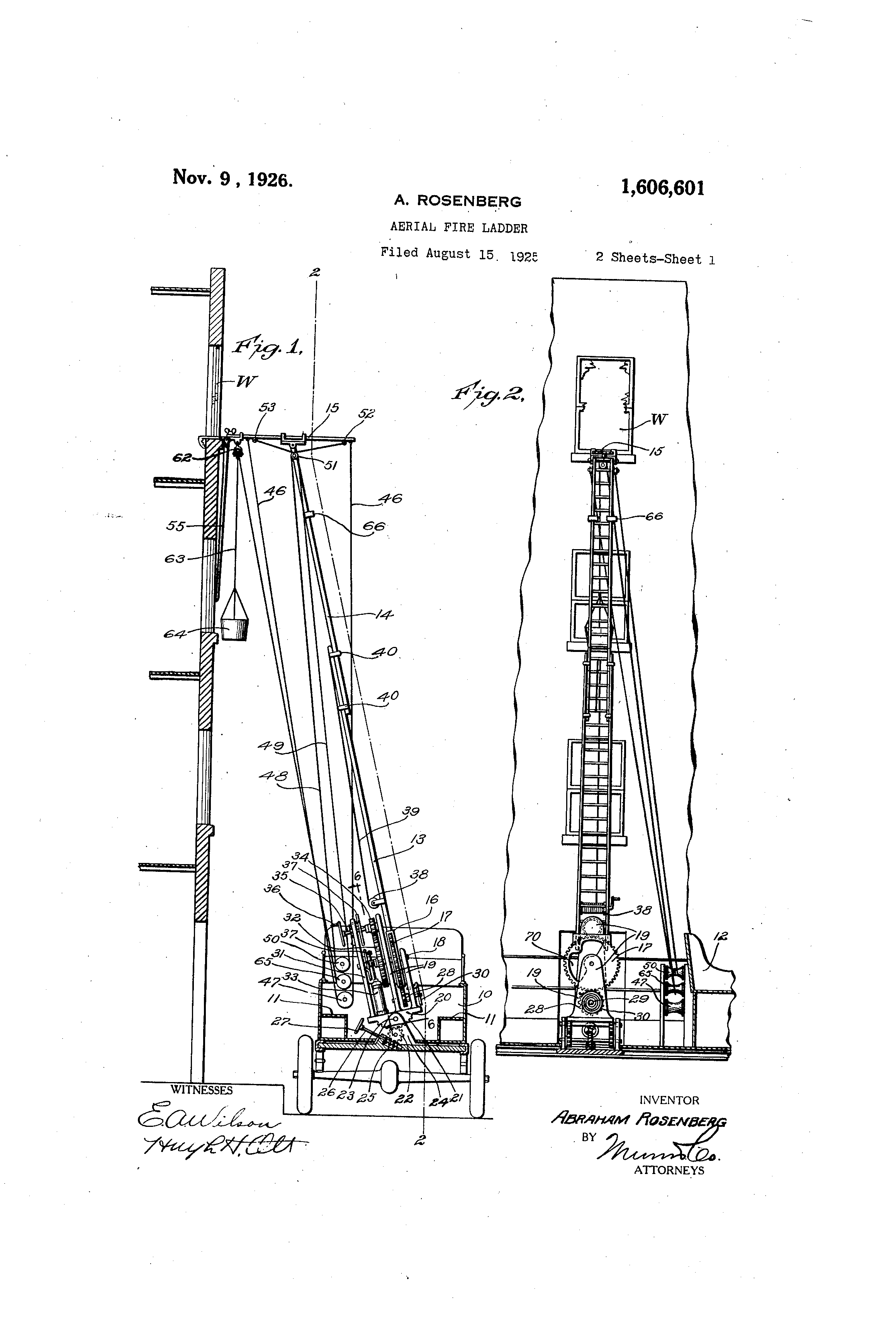 Patent US1606601 Aerial fire ladder Google Patents