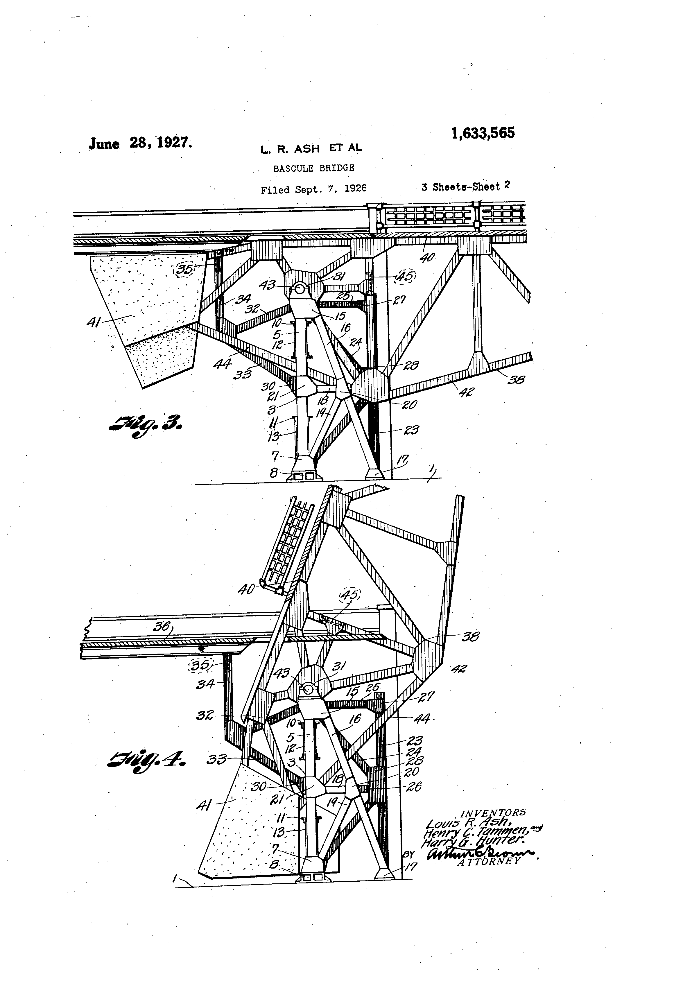 Patent US1633565 Bascule bridge Google Patents
