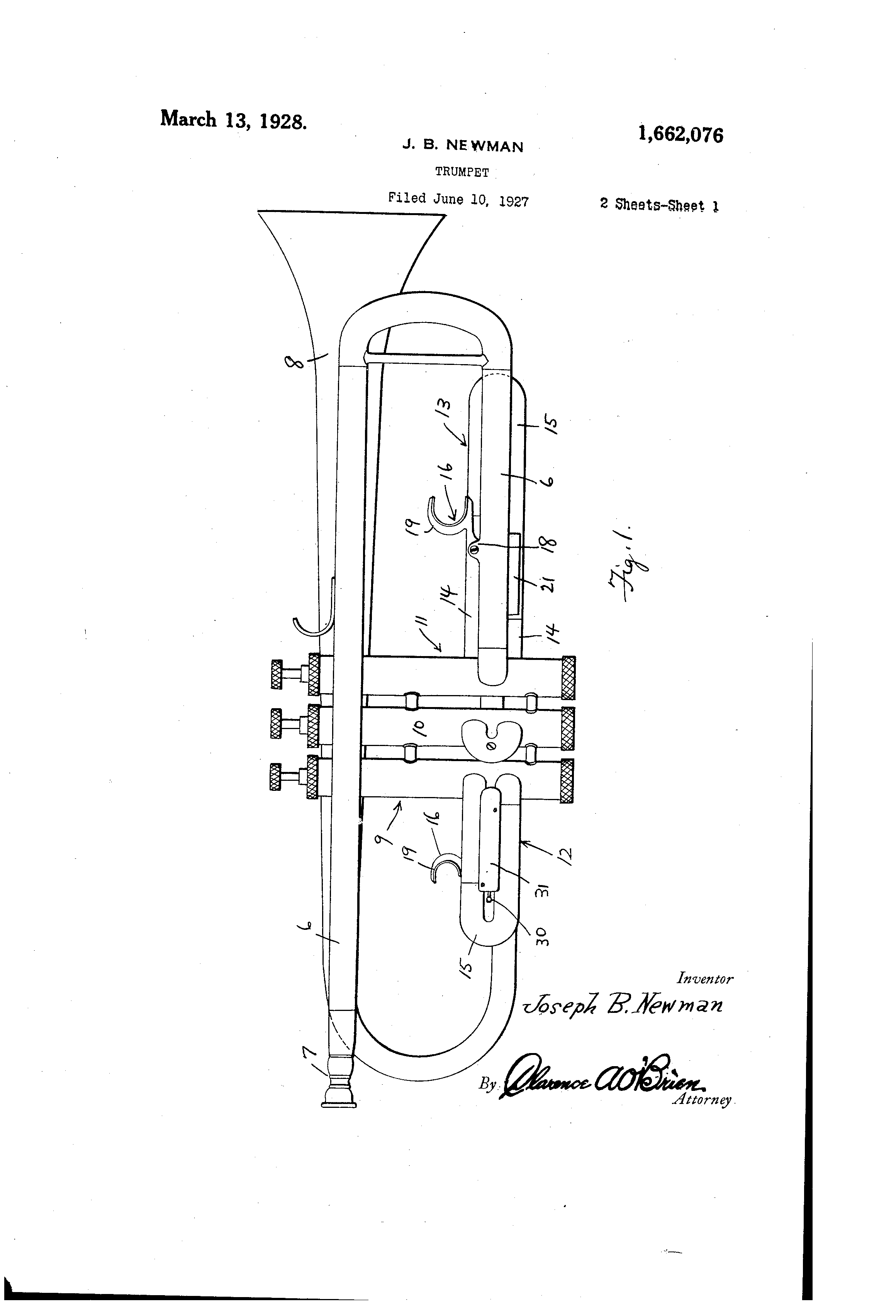 Patent US1662076 Trumpet Google Patents