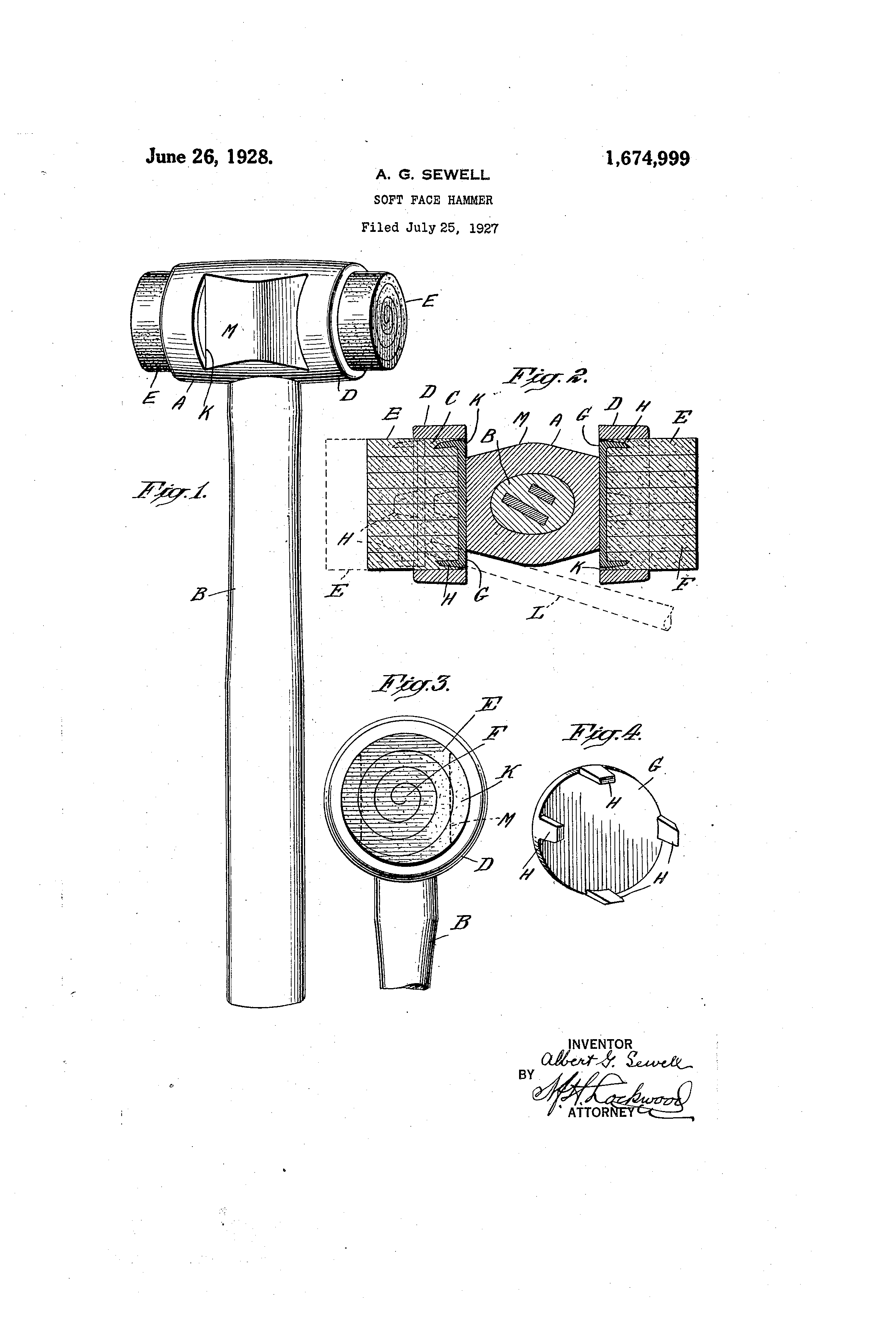 Patent US1674999 - Soft-face hammer - Google Patents