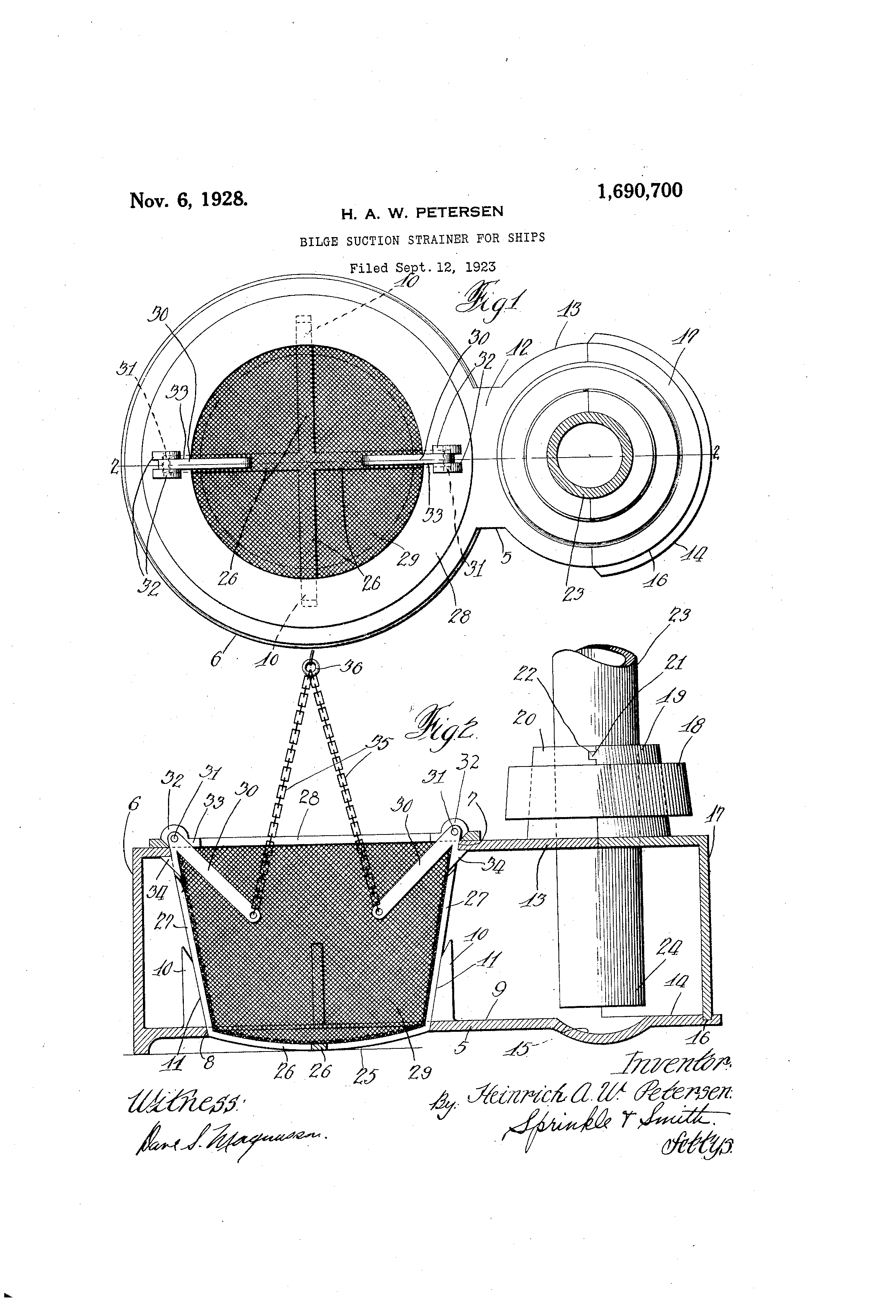 Patent US1690700 Bilge suction strainer for ships Google Patentsuche