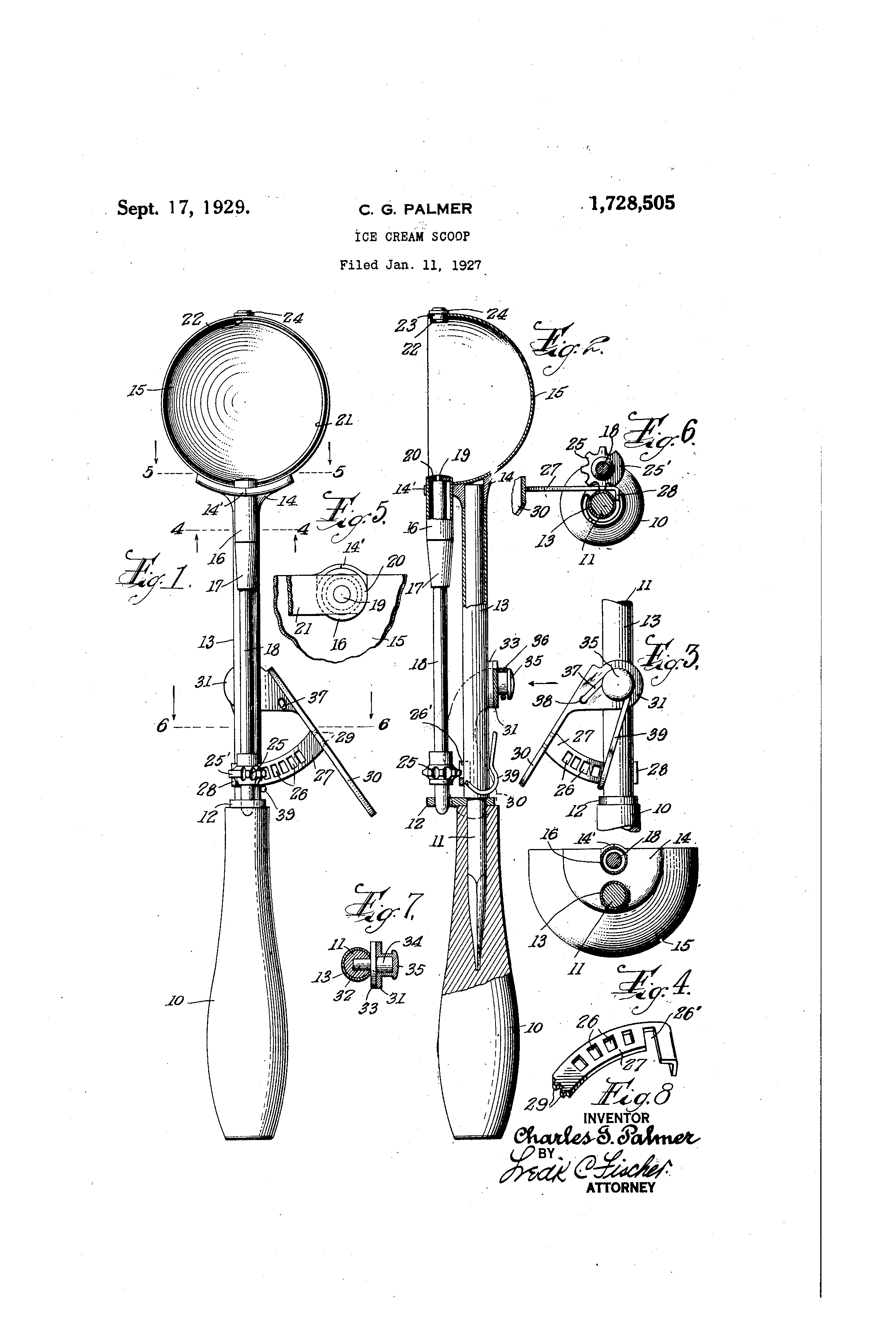 Patent US1728505 Icecream scoop Google Patents