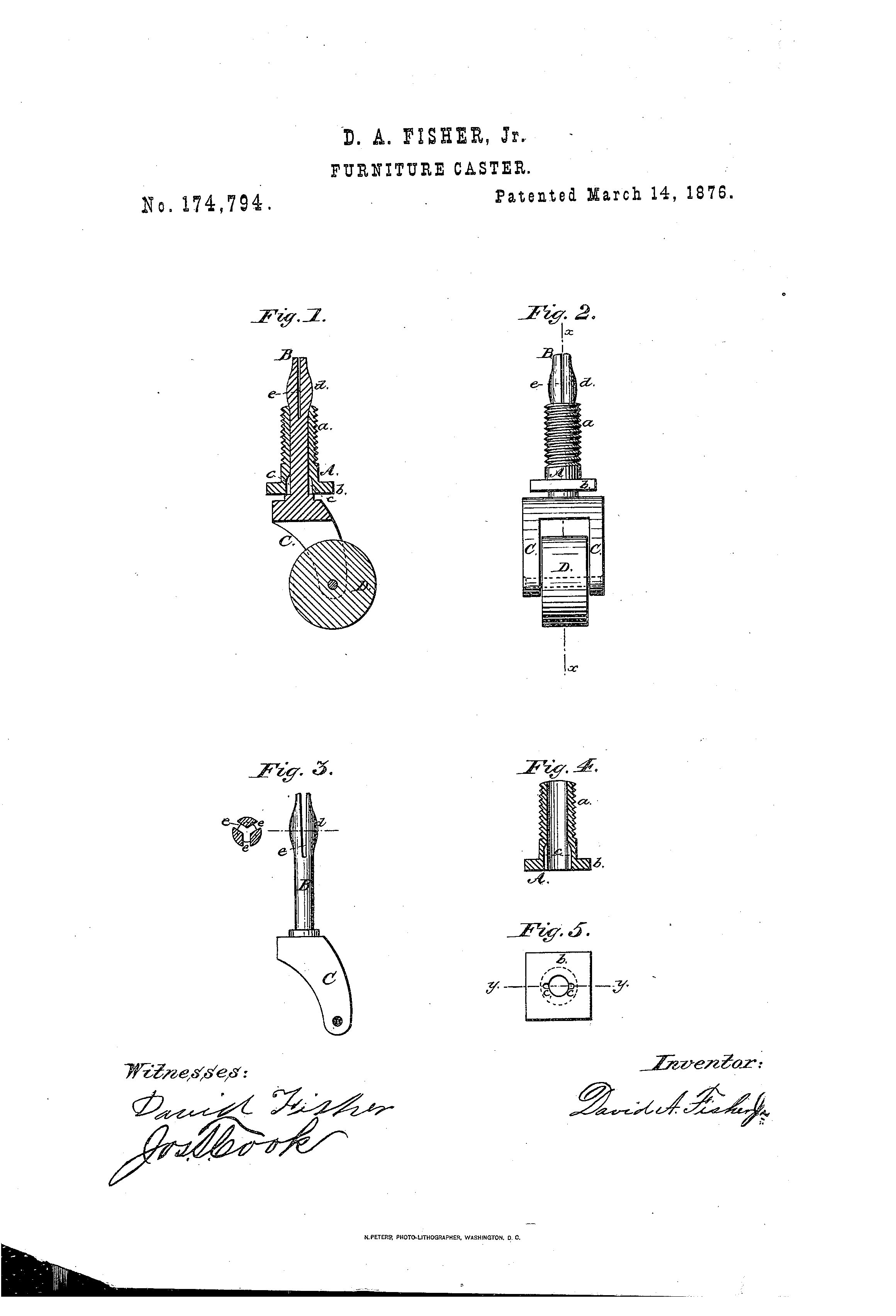 Patent US174794 Improvement in furniturecasters Google Patents