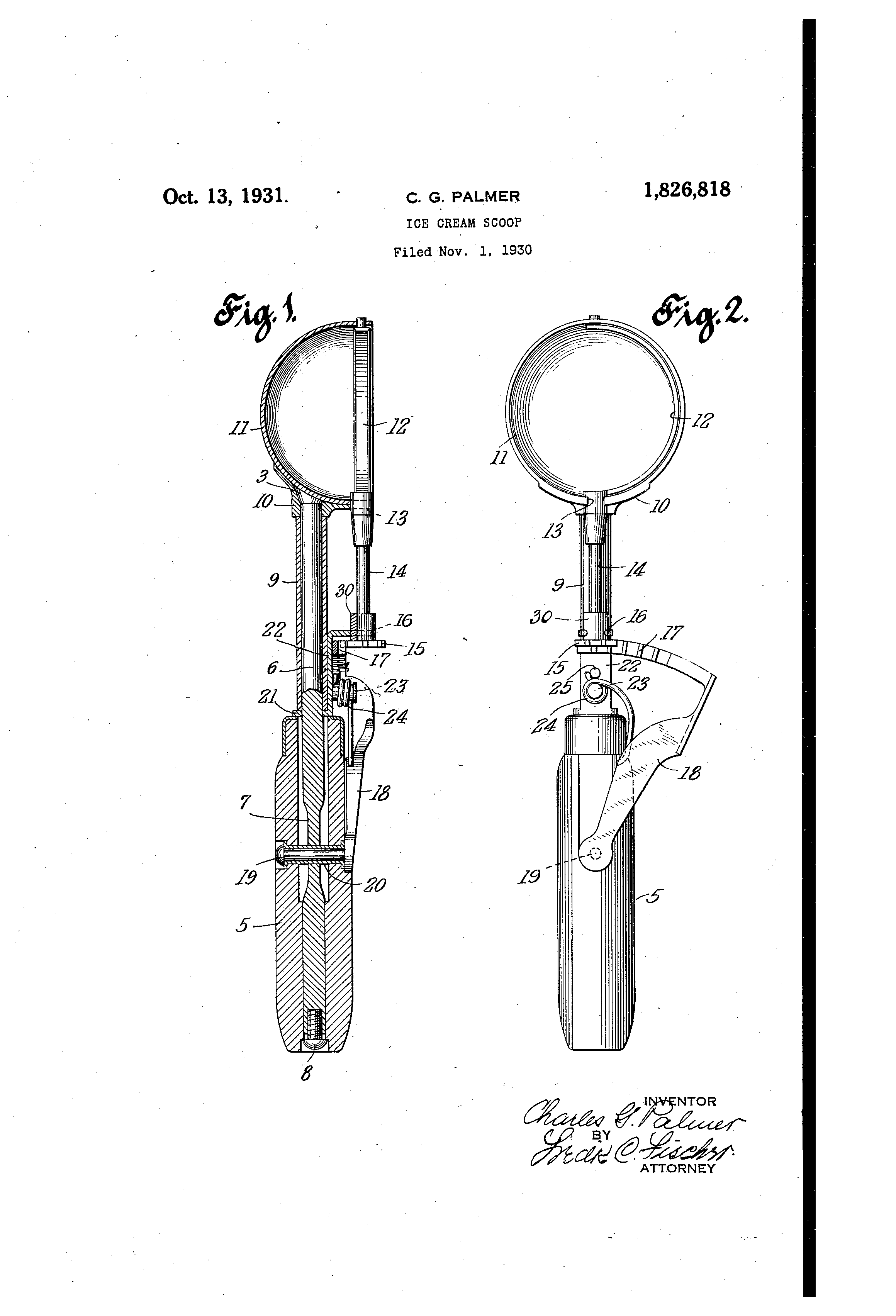Patent US1826818 Ice cream scoop Google Patents