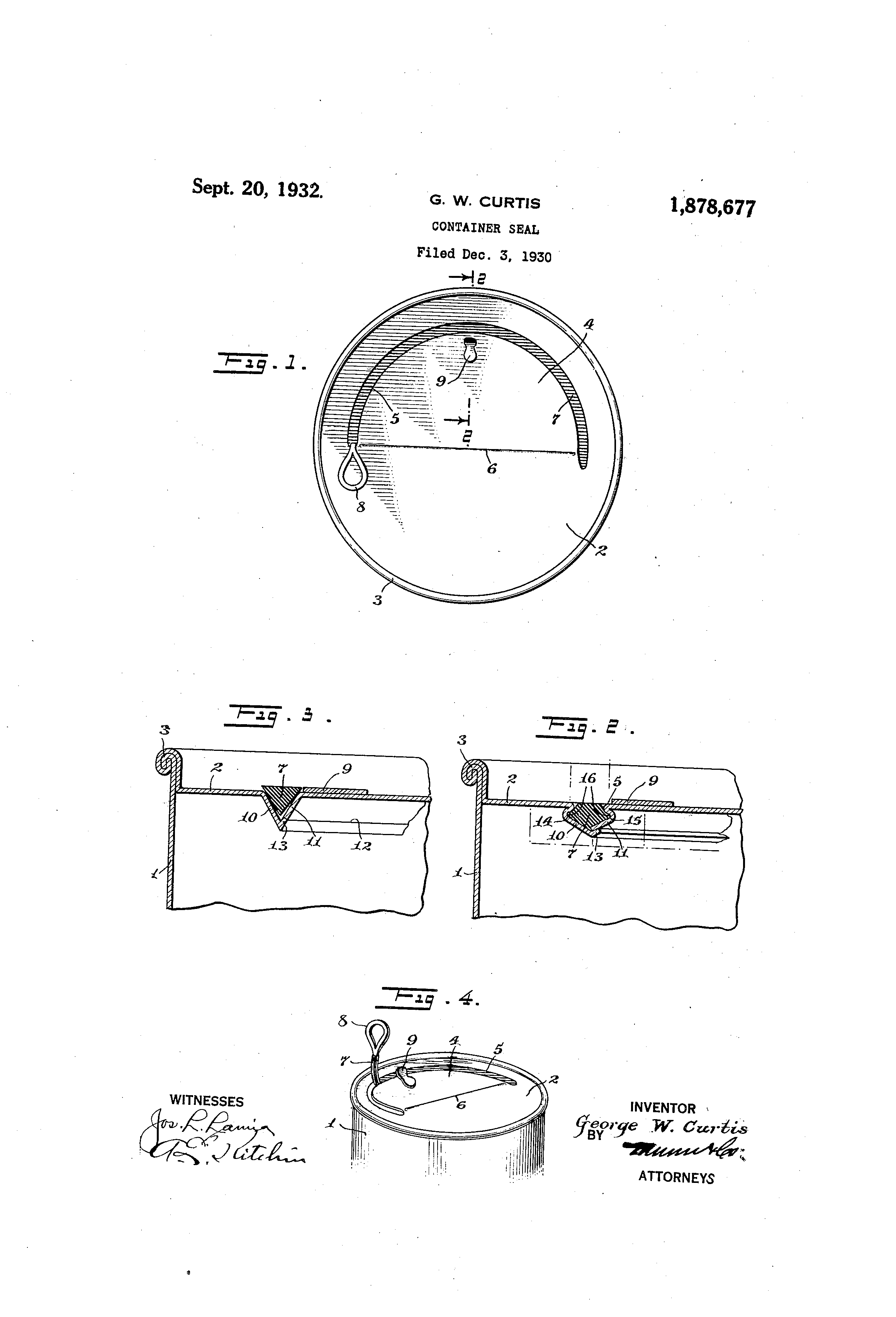 Patent US1878677 Container seal Google Patenten