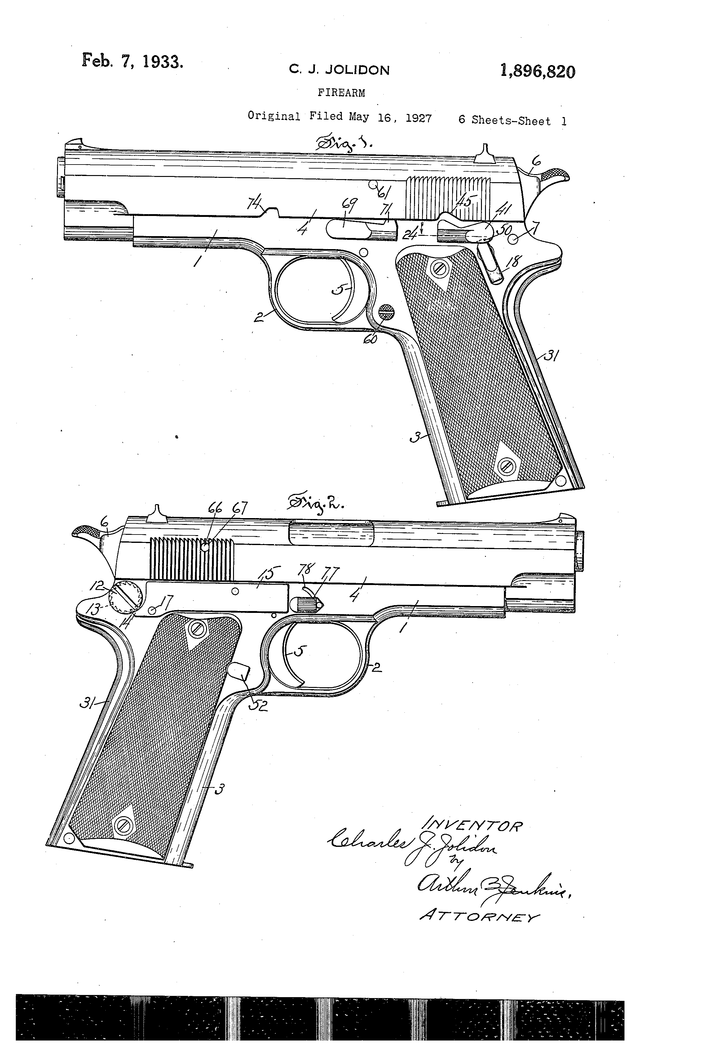 Patent US1896820 Firearm Google Patents