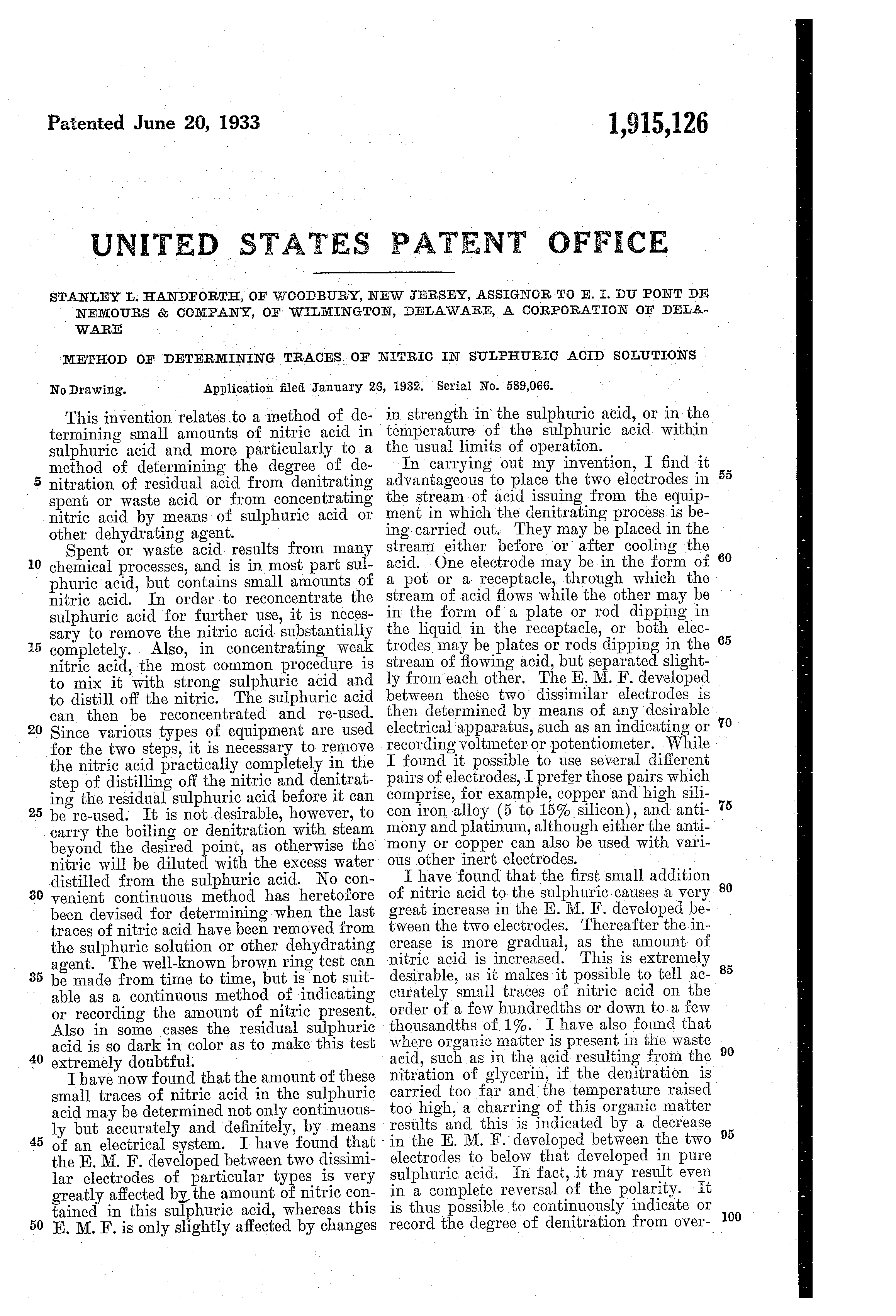 method of determining traces of nitric in sulphuric acid