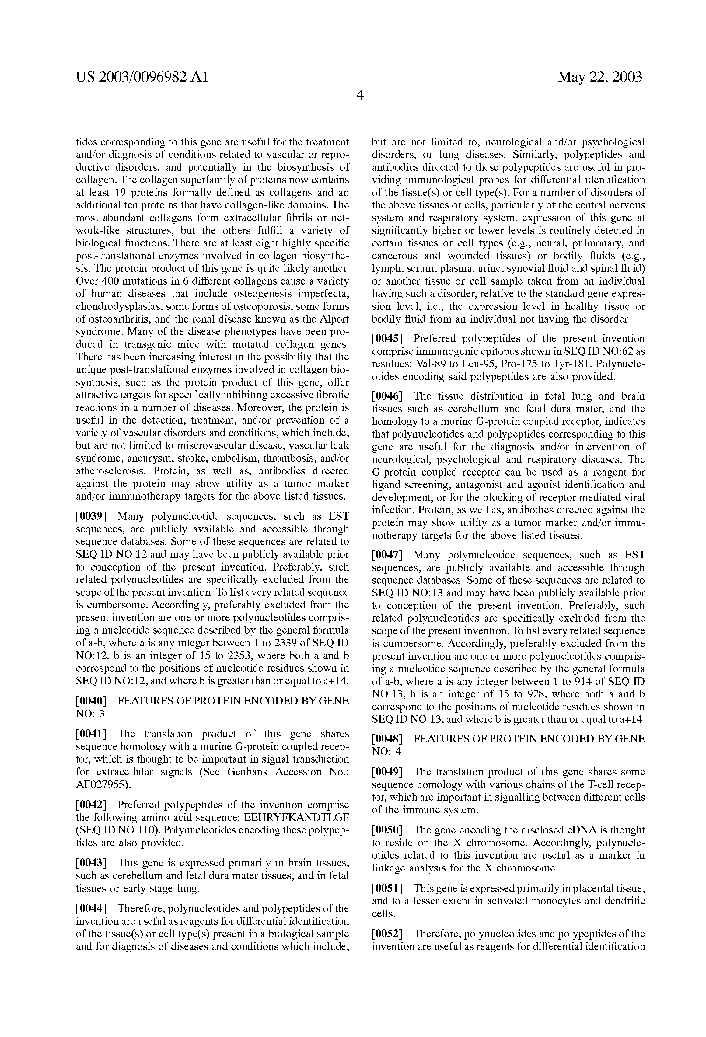 专利us20030096982 - 44 human secreted proteins - google 专利