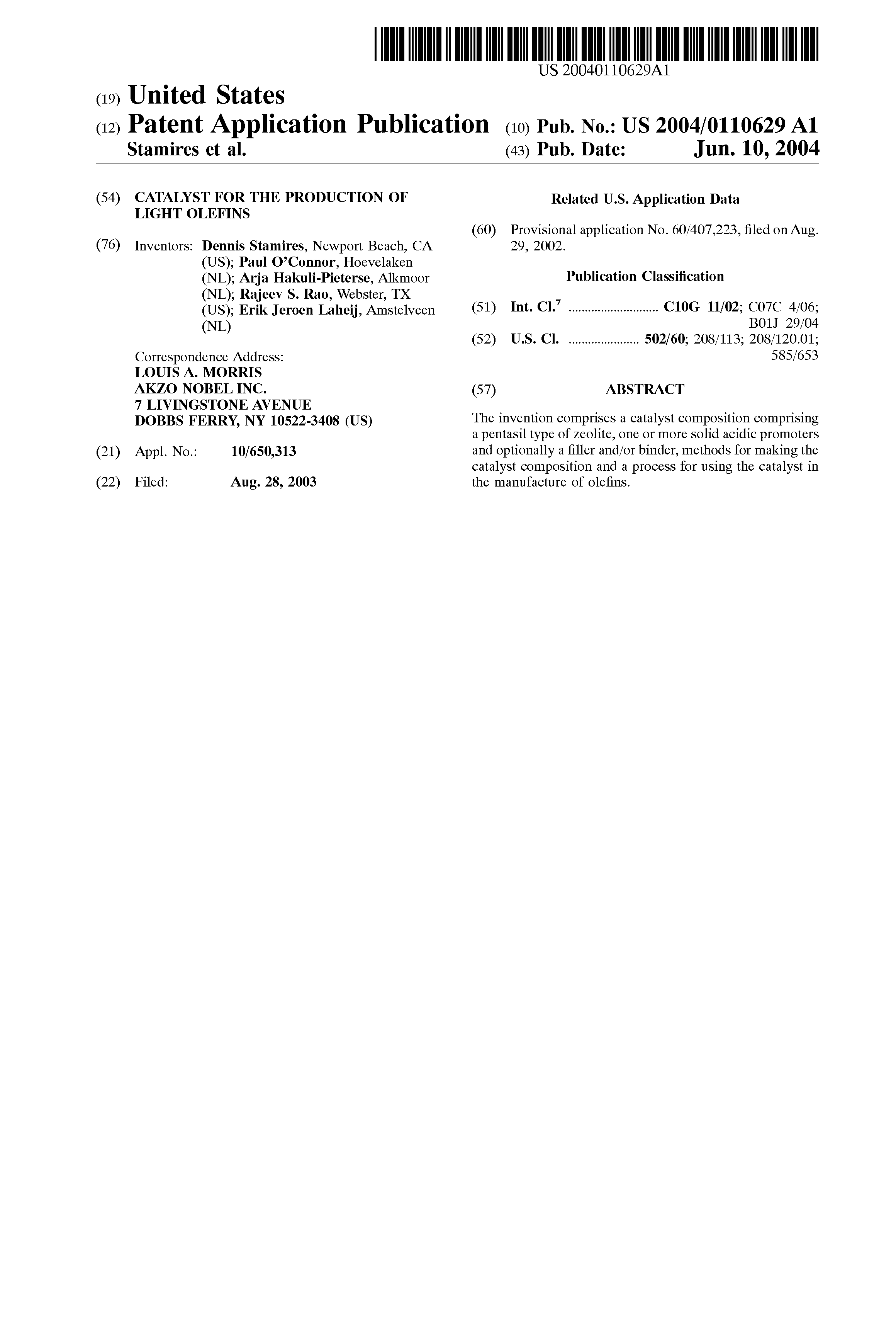 catalyst for the production of light olefins