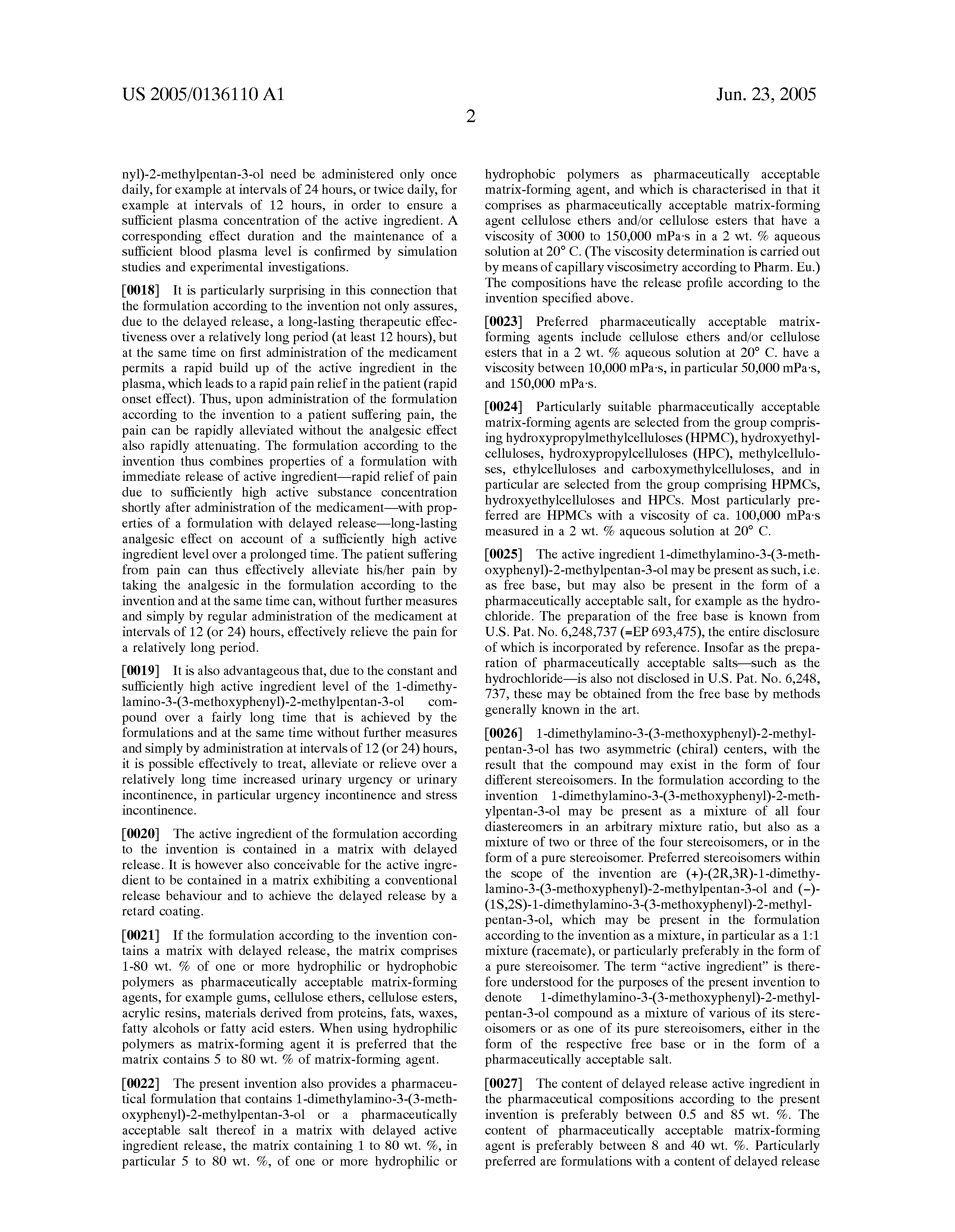 Patent US20050136110 Delayed release pharmaceutical composition containing 1 dimethy lamino 3 Patent US20050136110 Delayed release pharmaceutical composition containing 1 dimethy lamino 3