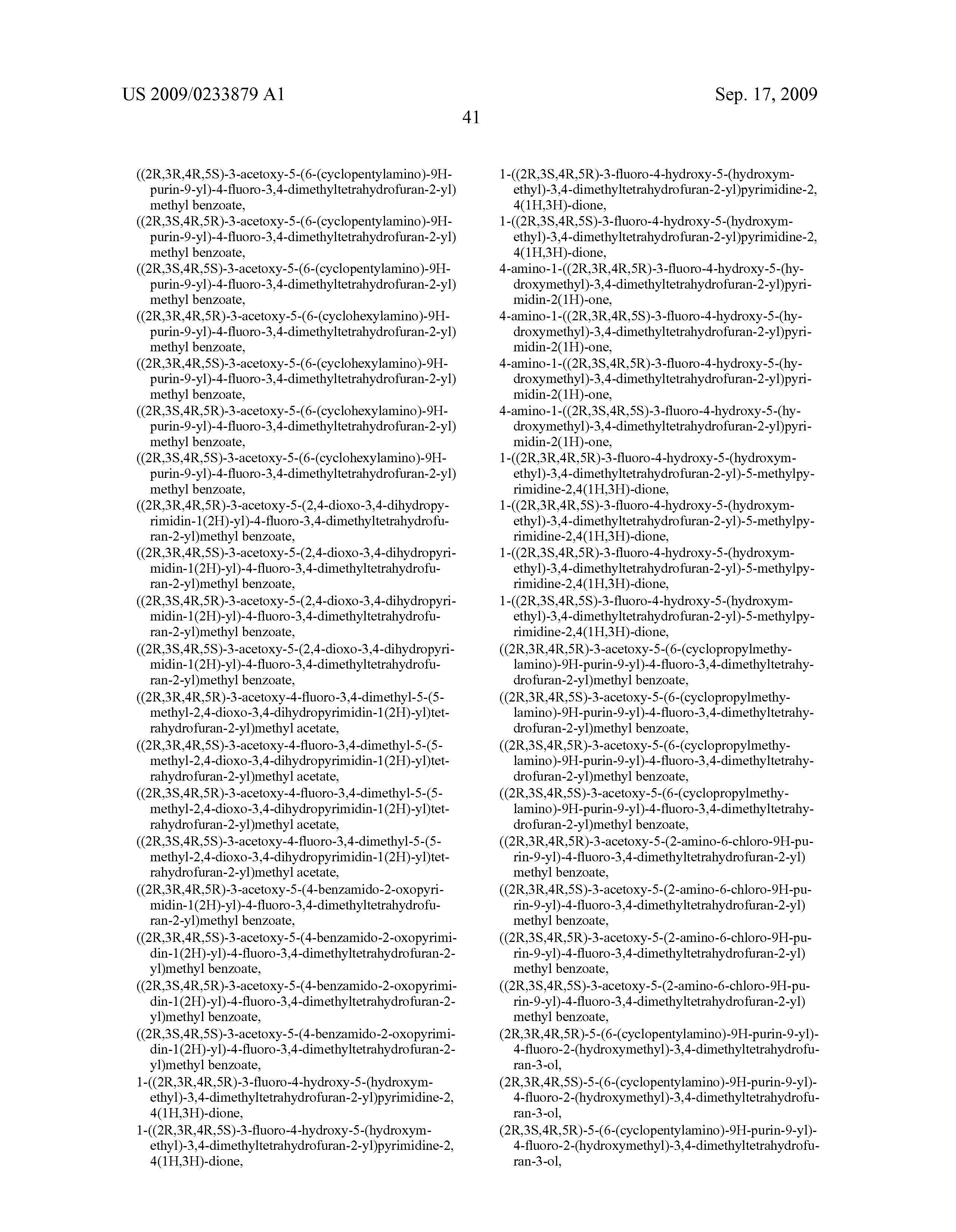 Patent US20090233879 Novel nucleoside derivatives