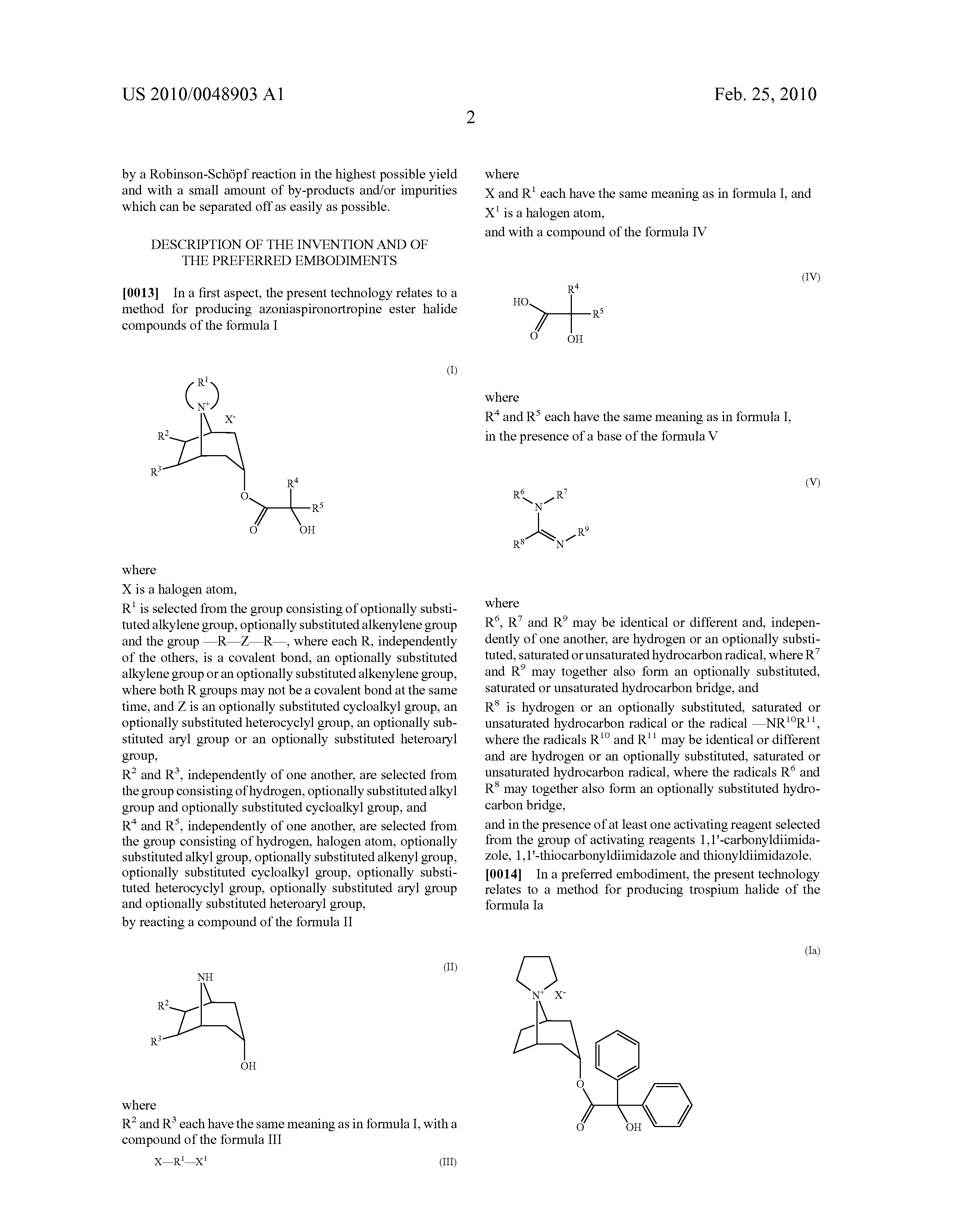 专利us20100048903 - method for producing azoniaspironortropine