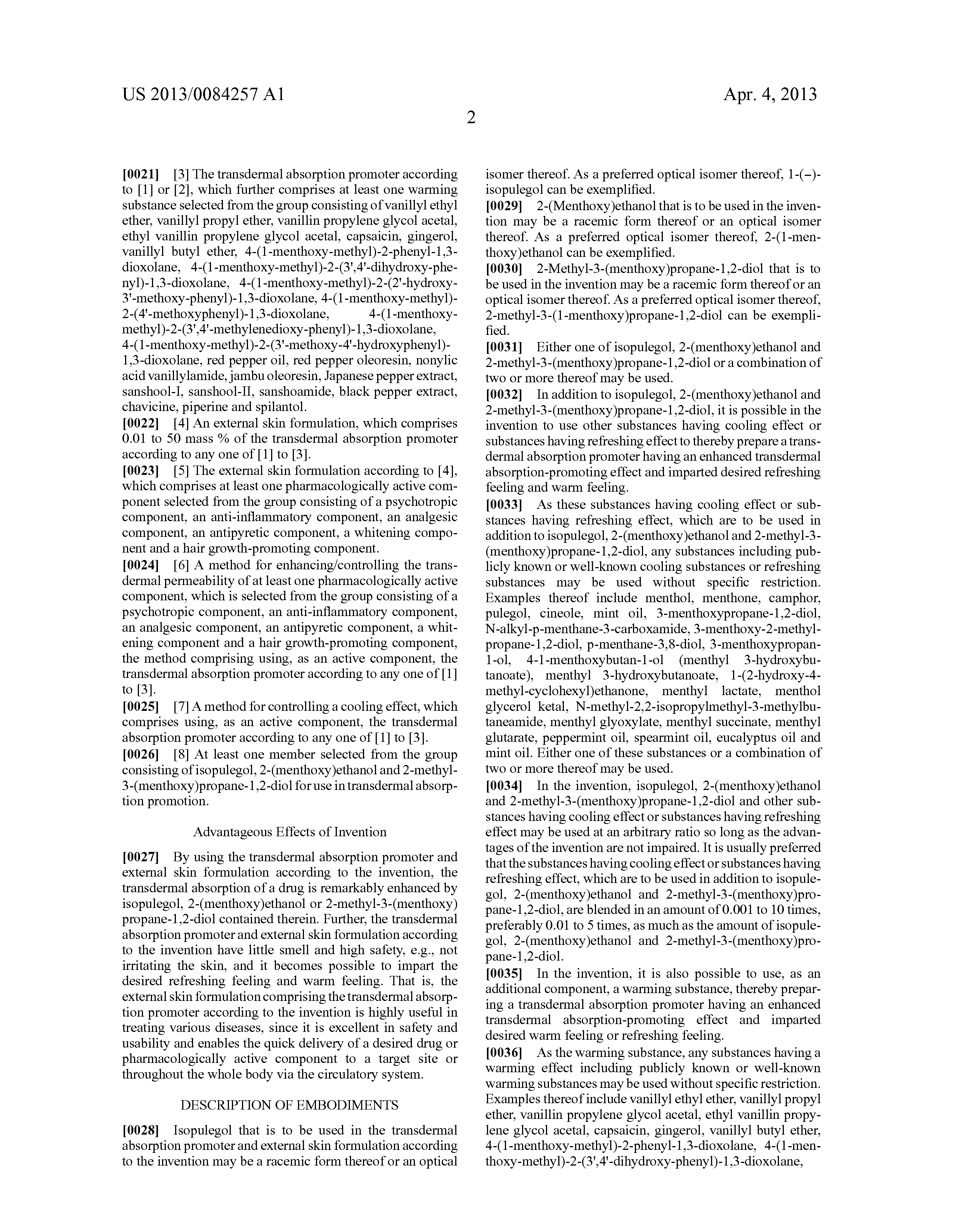 Patent US20130084257 - Transdermal absorption promoter, and external