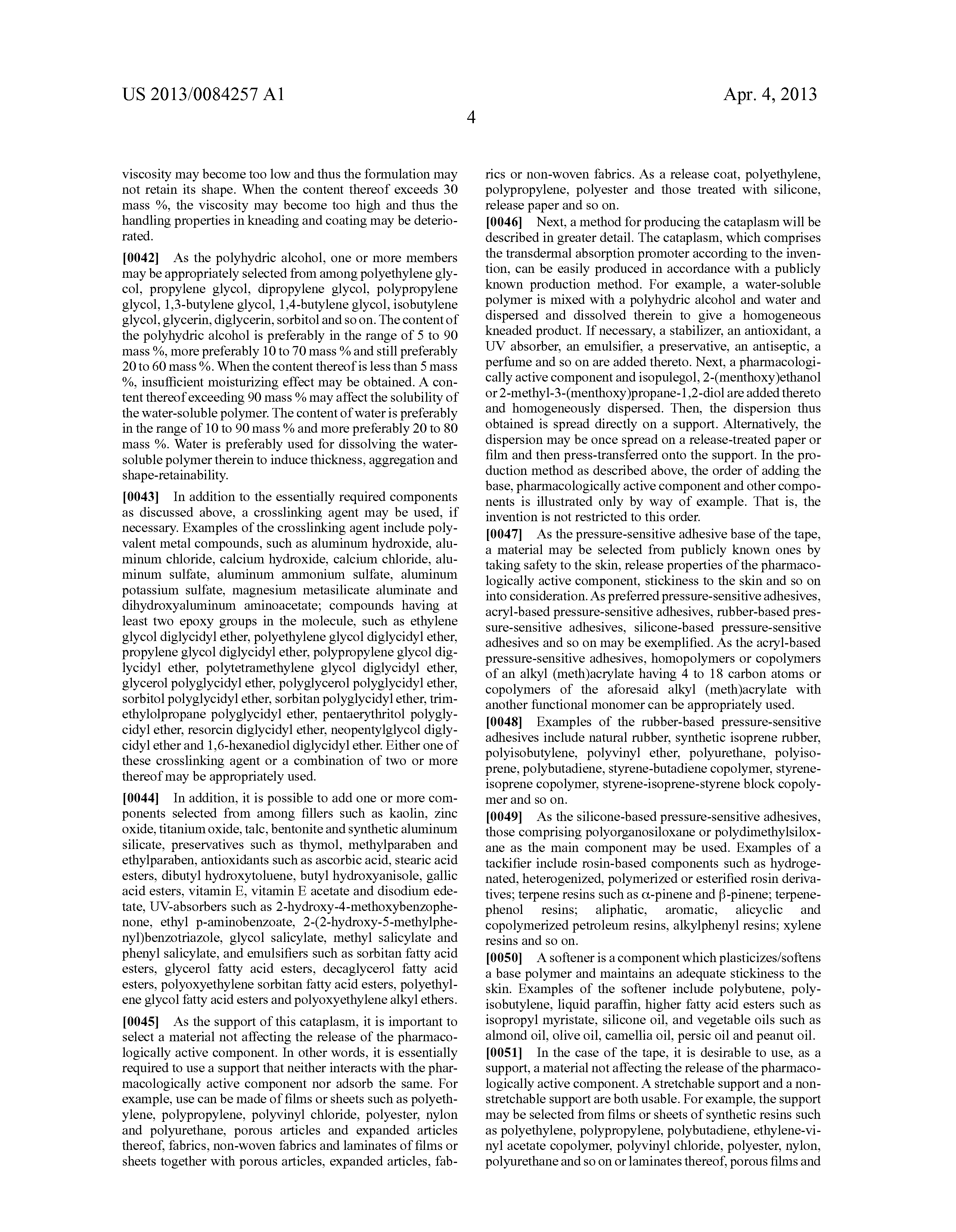 Patent US20130084257 - Transdermal absorption promoter, and external