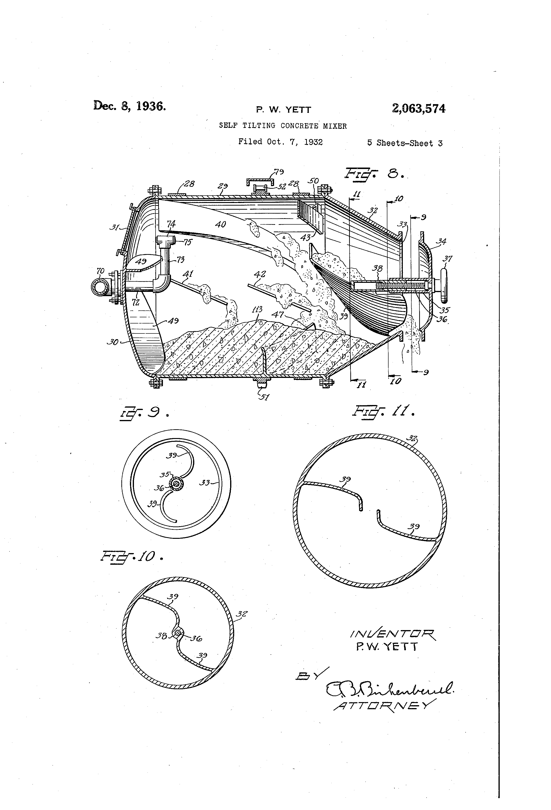 Patent US2063574 Selftilting concrete mixer Google Patents