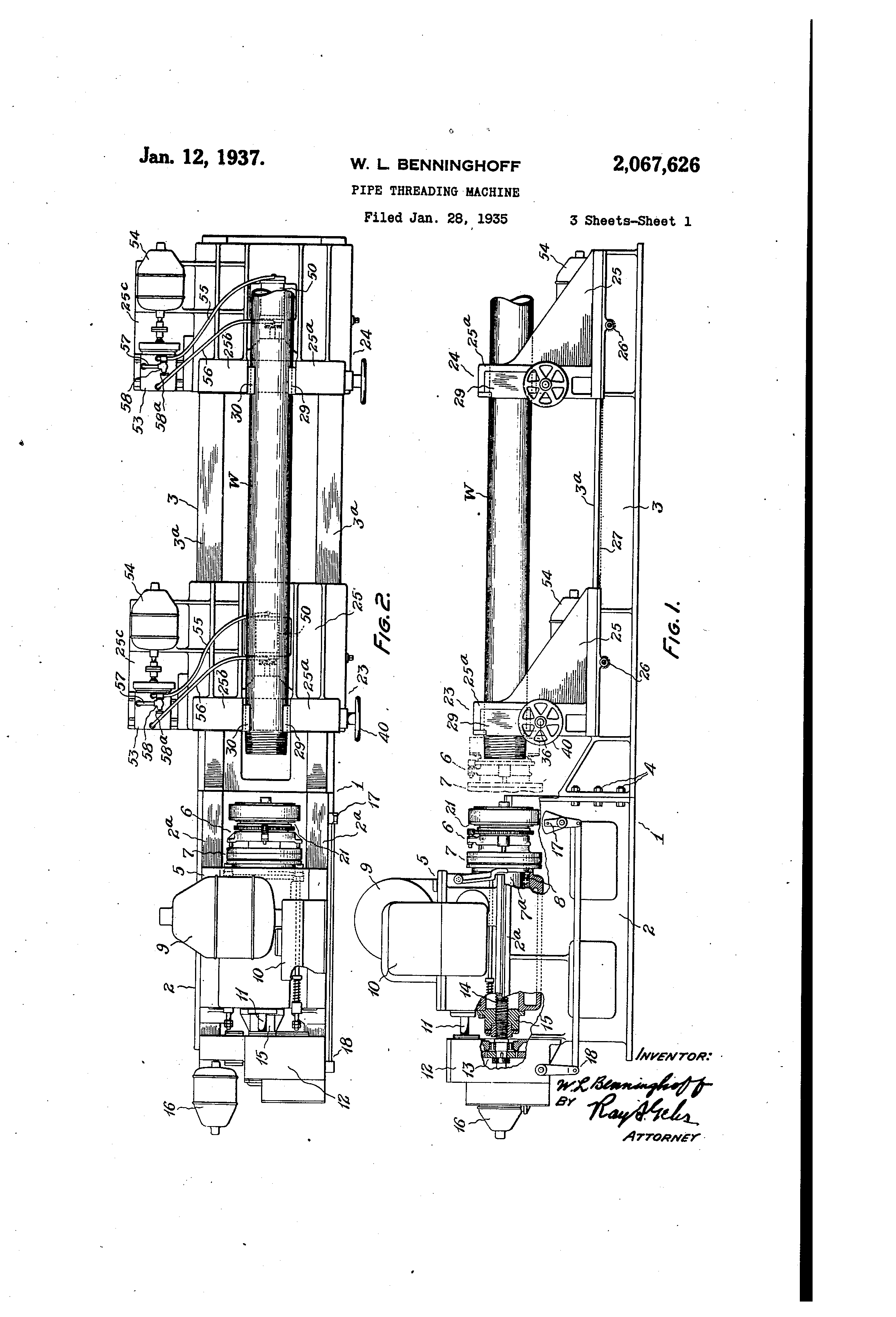 Patent US2067626 Pipe threading machine Google Patents