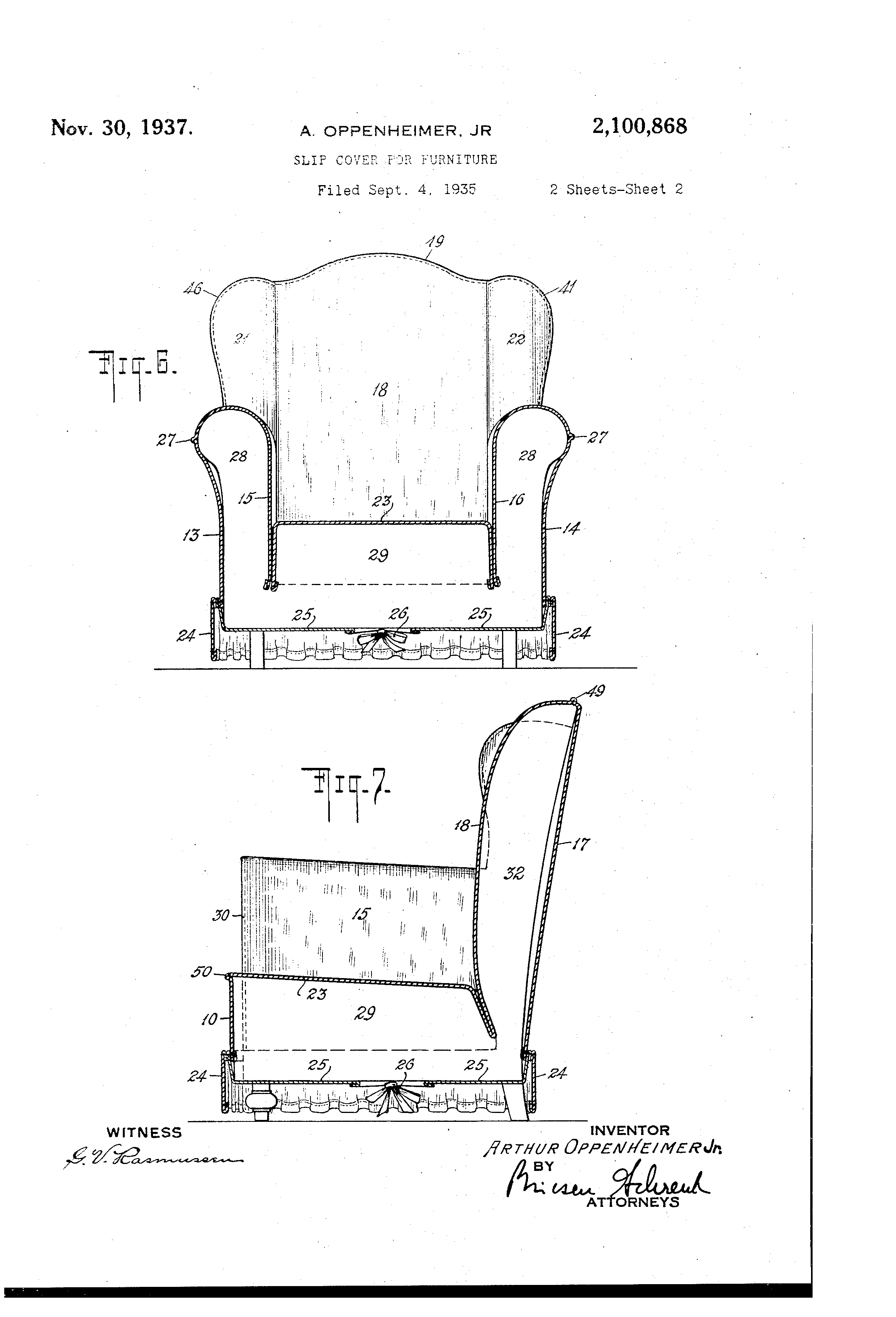 Patent US2100868 Slip cover for furniture Google Patents