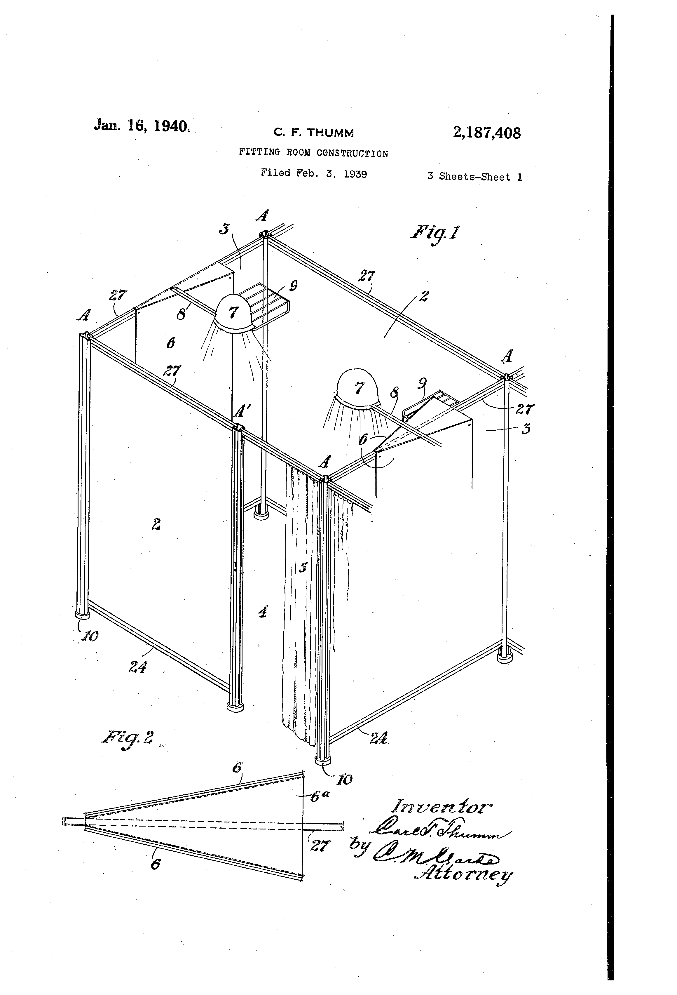 Patent US2187408 Fitting room construction Google Patents