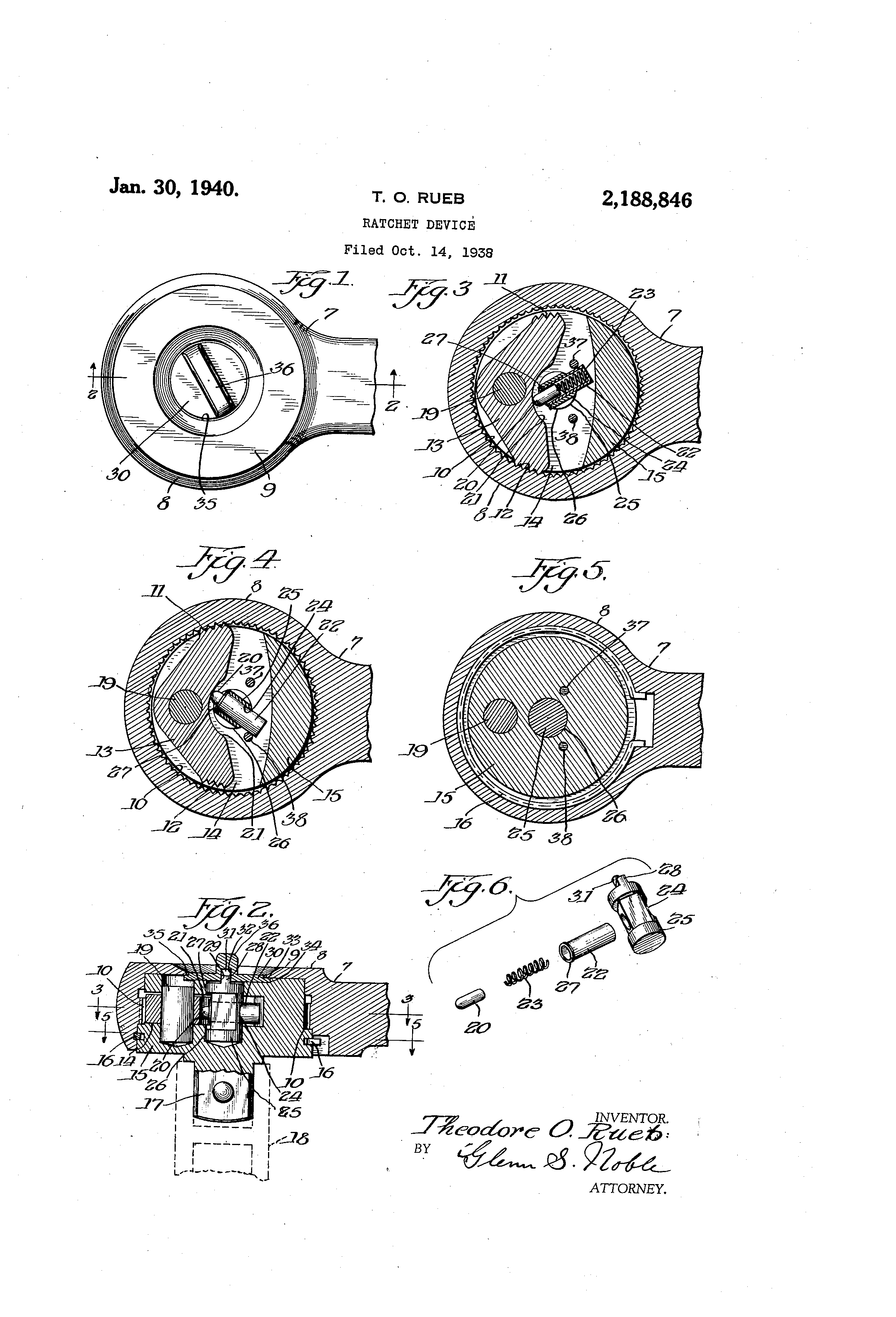 Patent US2188846 Ratchet device Google Patents
