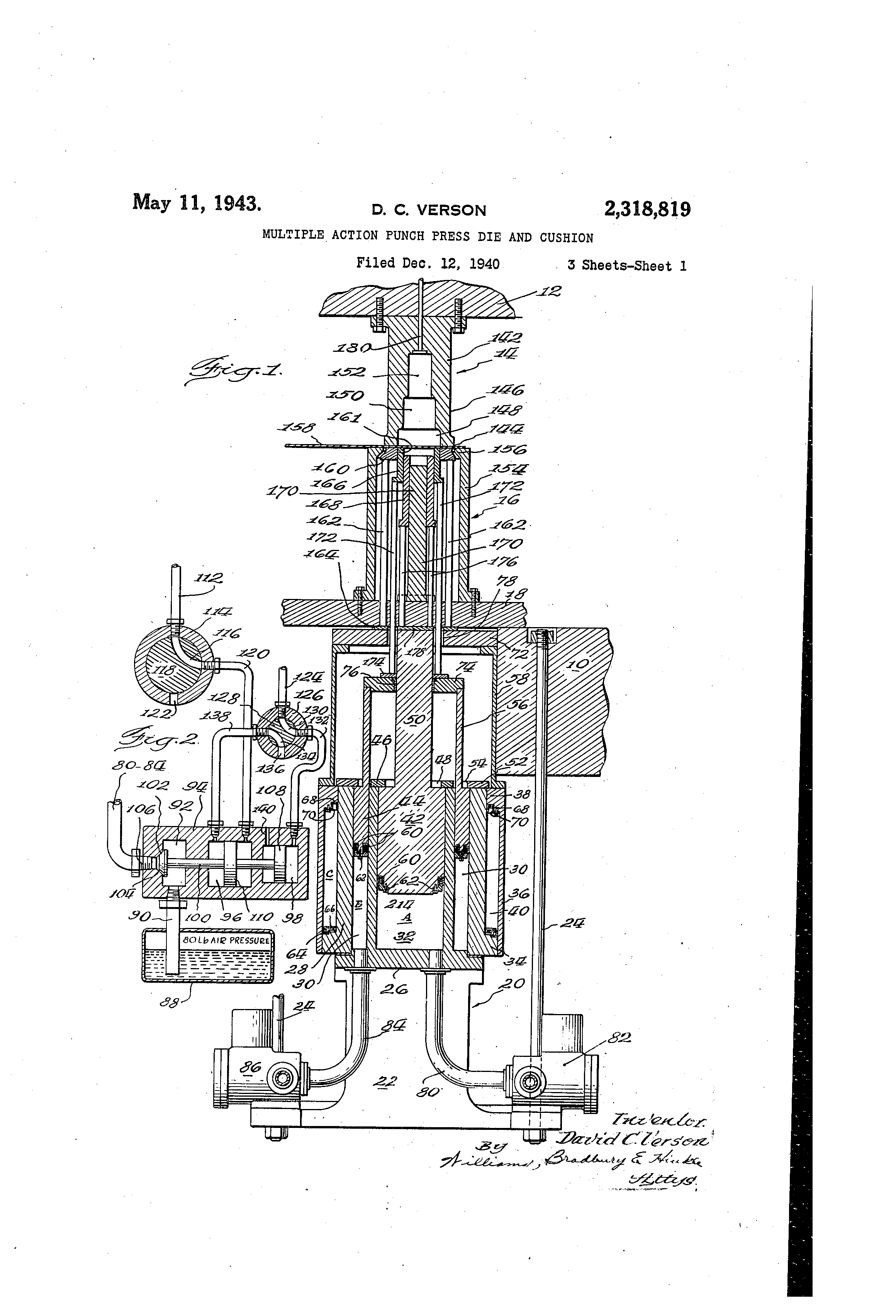 Patent US2318819 Multiple action punch press die and cushion Google