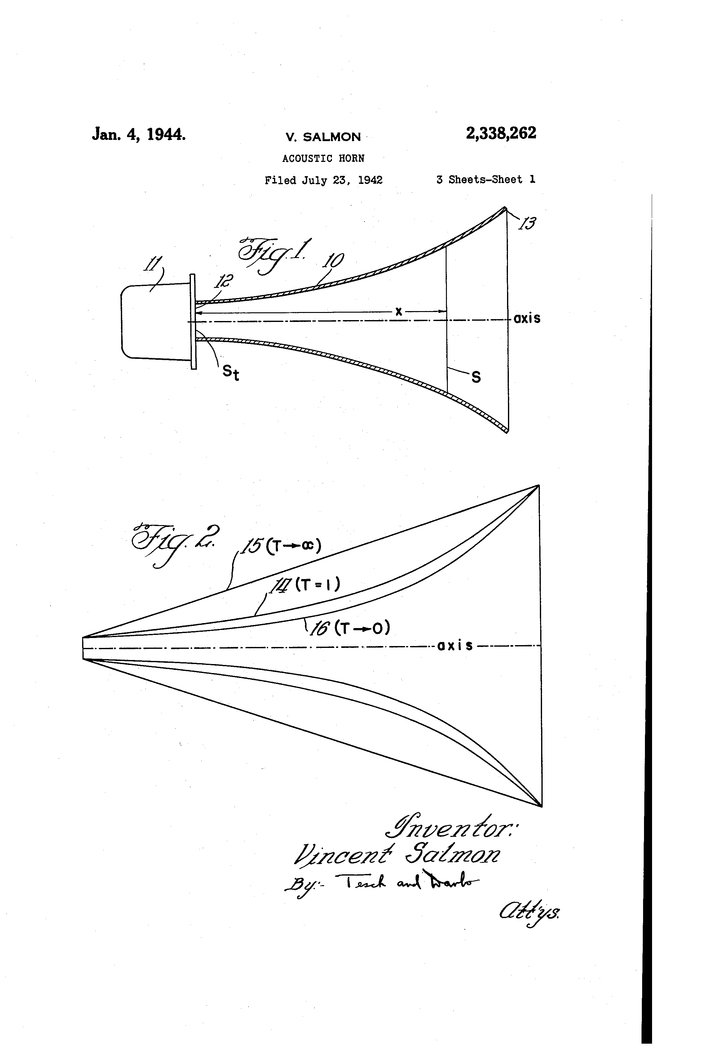 Patent US2338262 Acoustic horn Google Patents