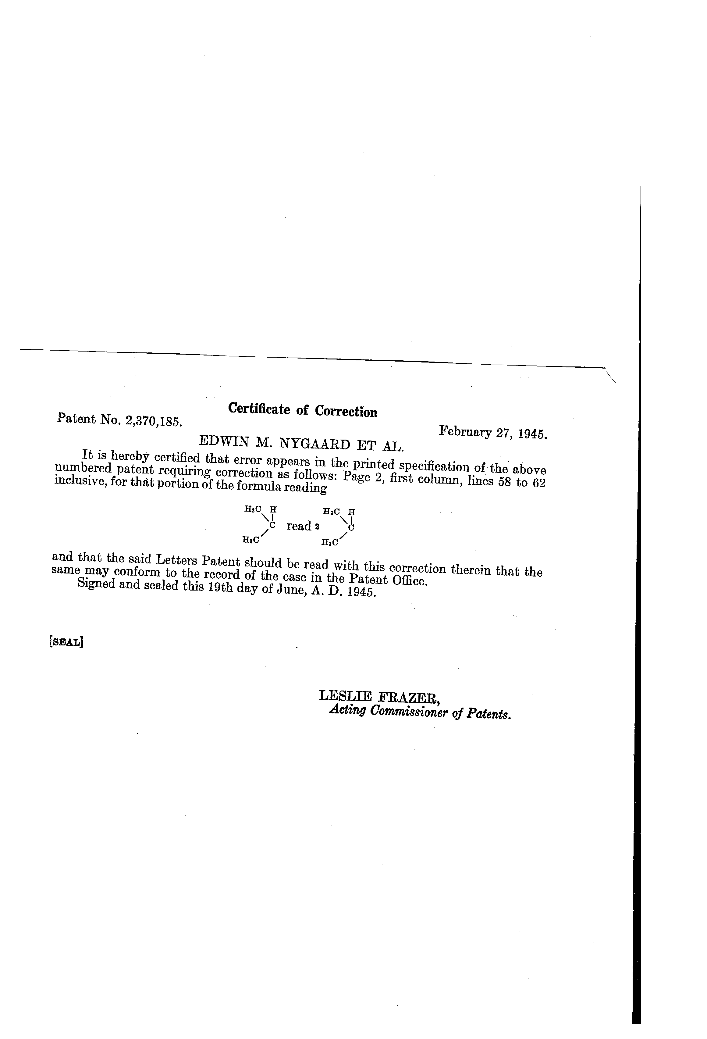 Patent Us2370185 Preparation Of Nitrolic Acids And Patent Drawing