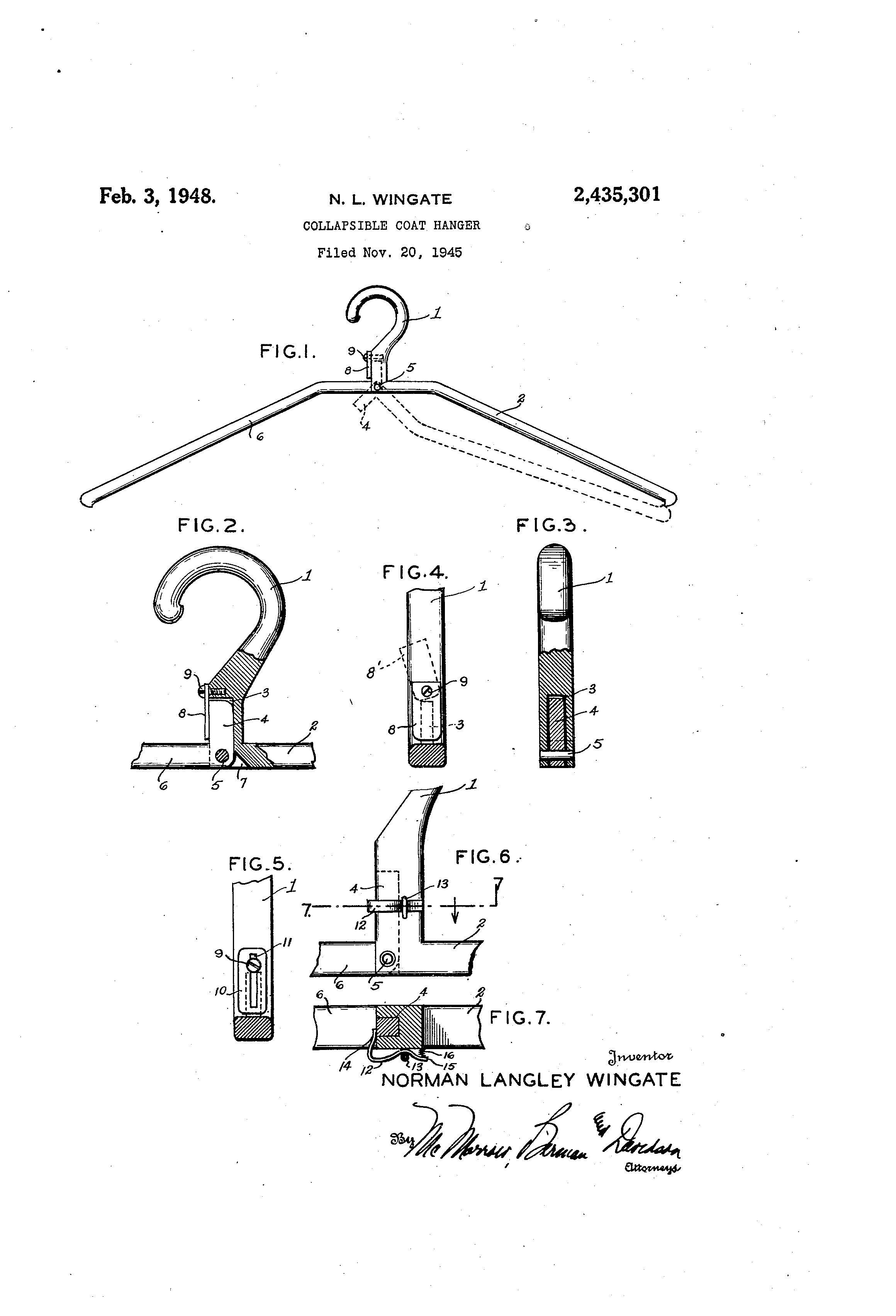 Patent US2435301 Collapsible coat hanger Google Patents