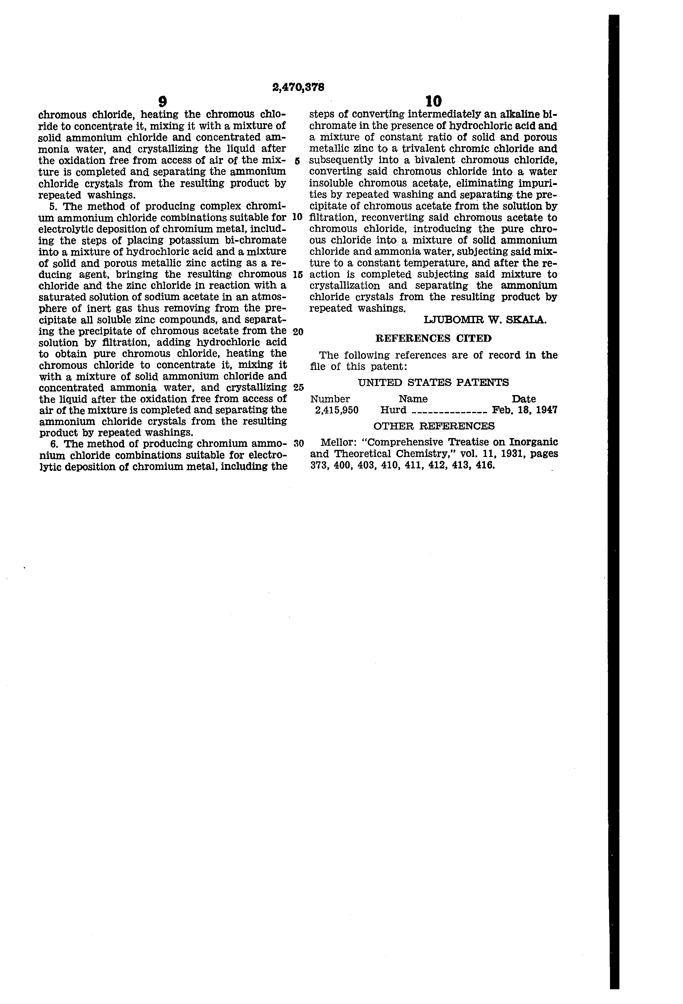 Patent Us2470378 Production Of Chromium Ammonium Chloride Patent Drawing