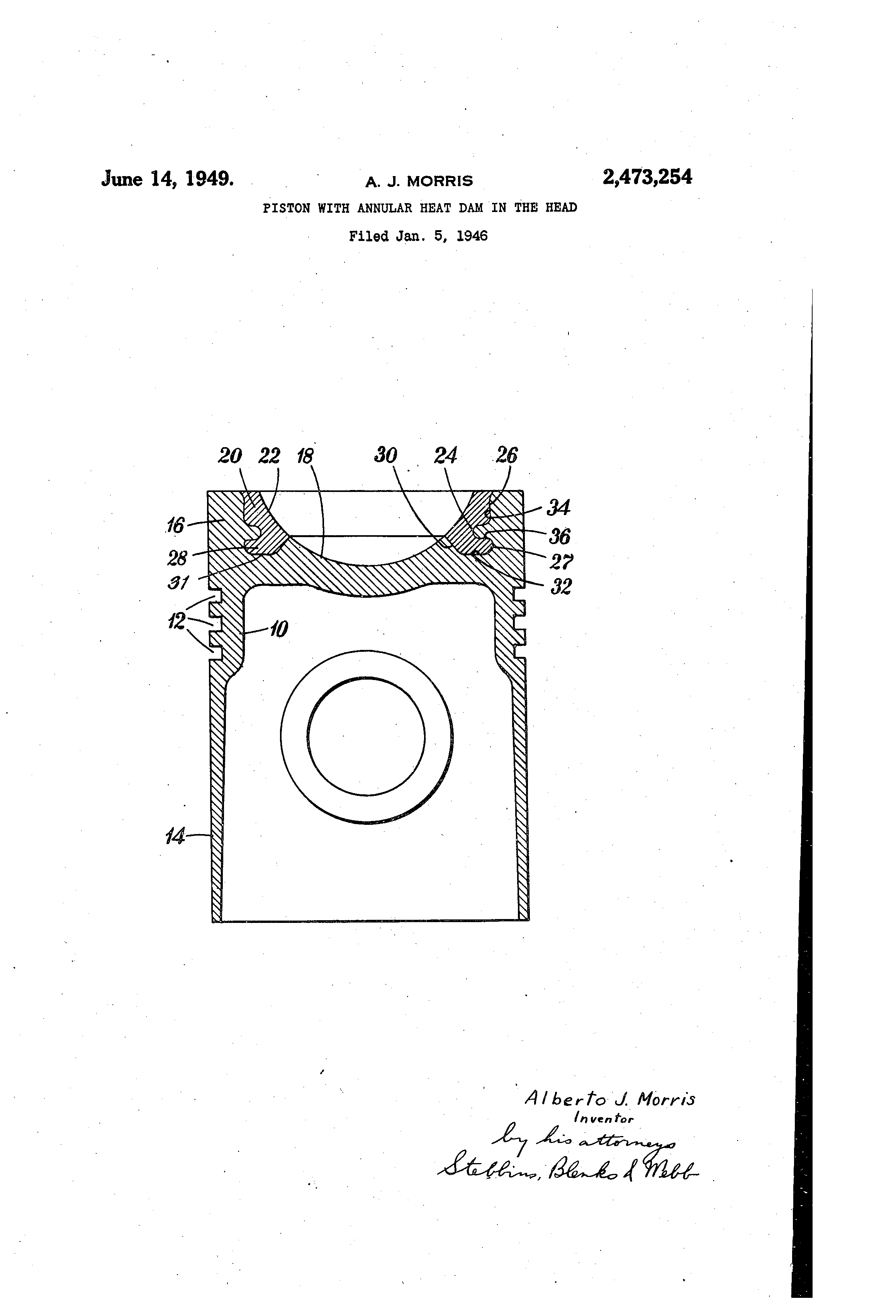 Patent US2473254 Piston with annular heat dam in the head Google