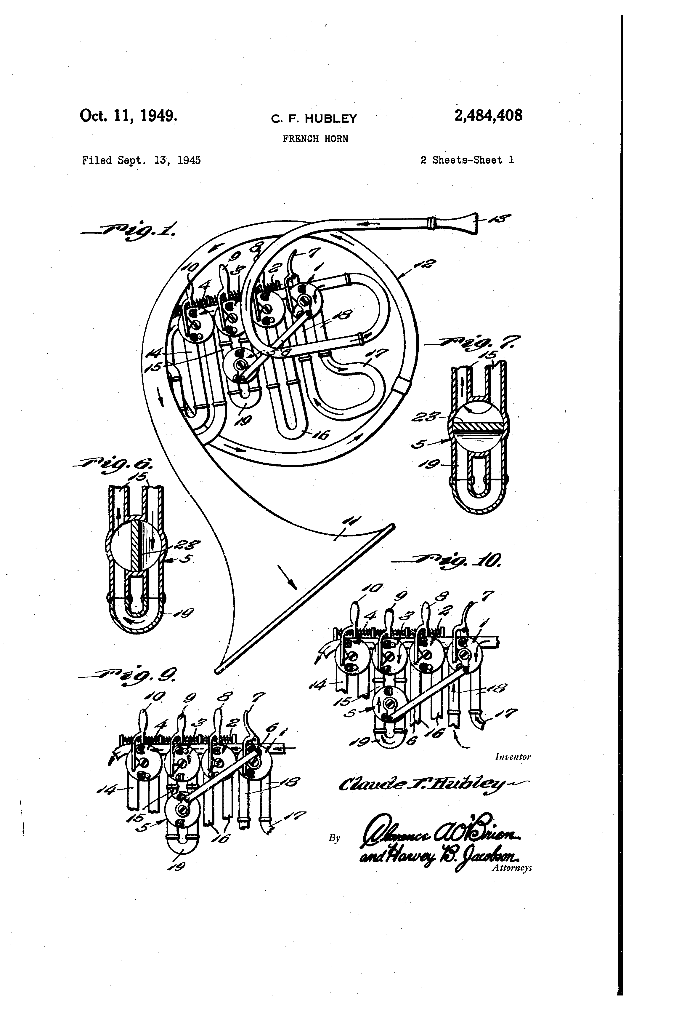 Patent US2484408 French horn Google Patents