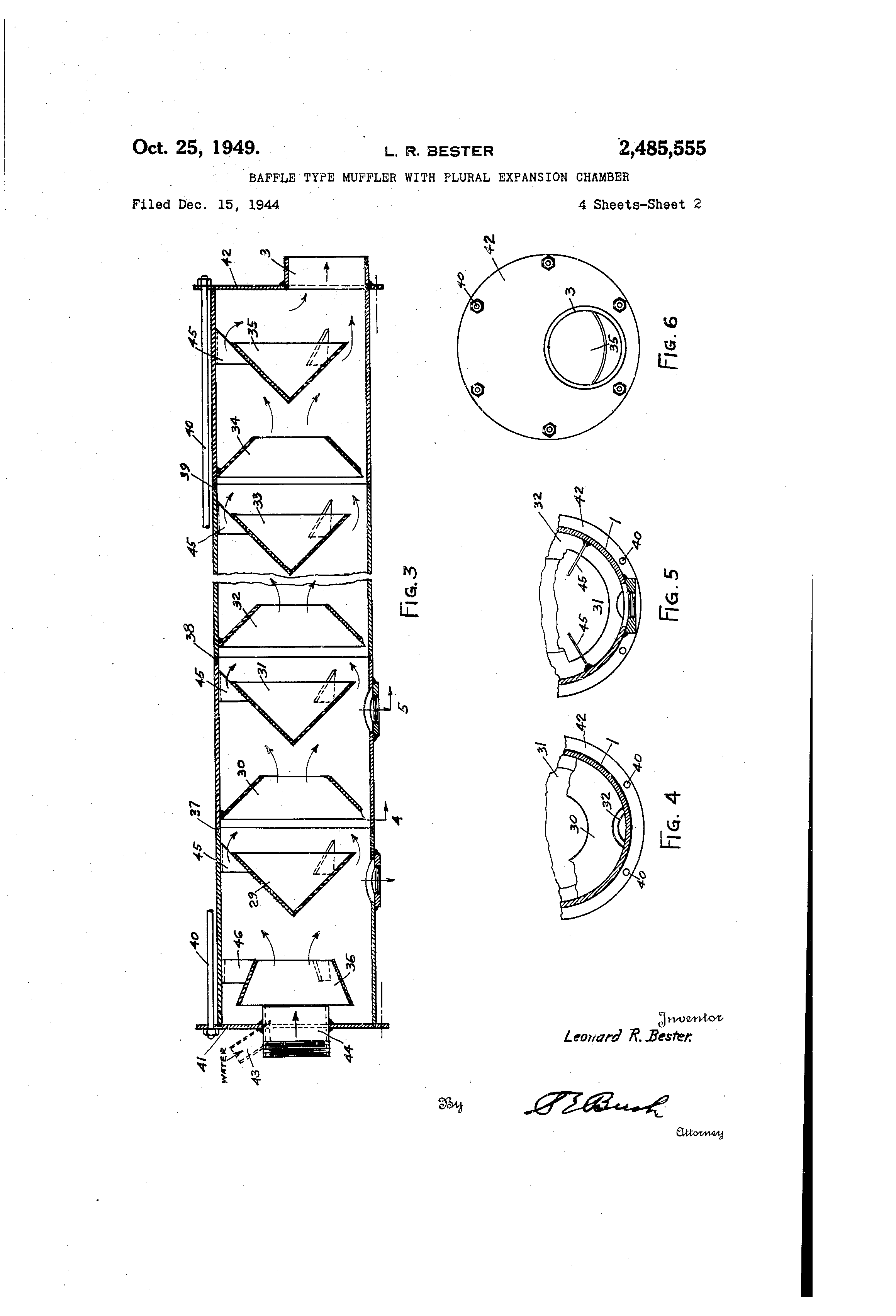 Patent US2485555 Baffle type muffler with plural expansion chambers Google Patents