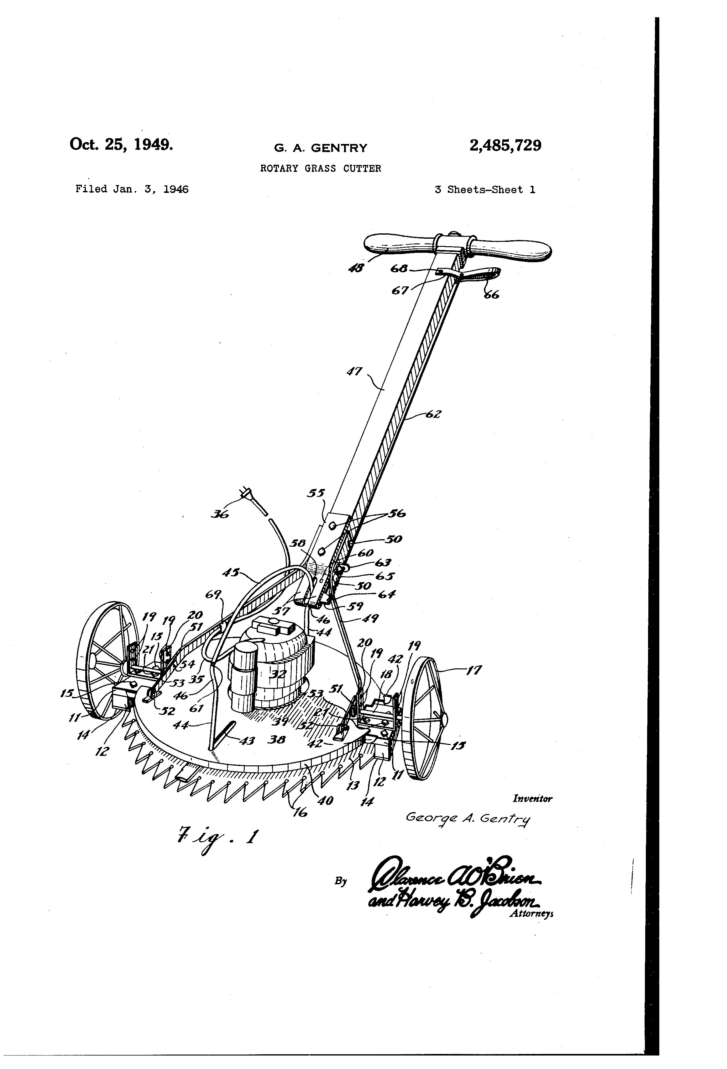 Patent US2485729 Rotary grass cutter Google Patents