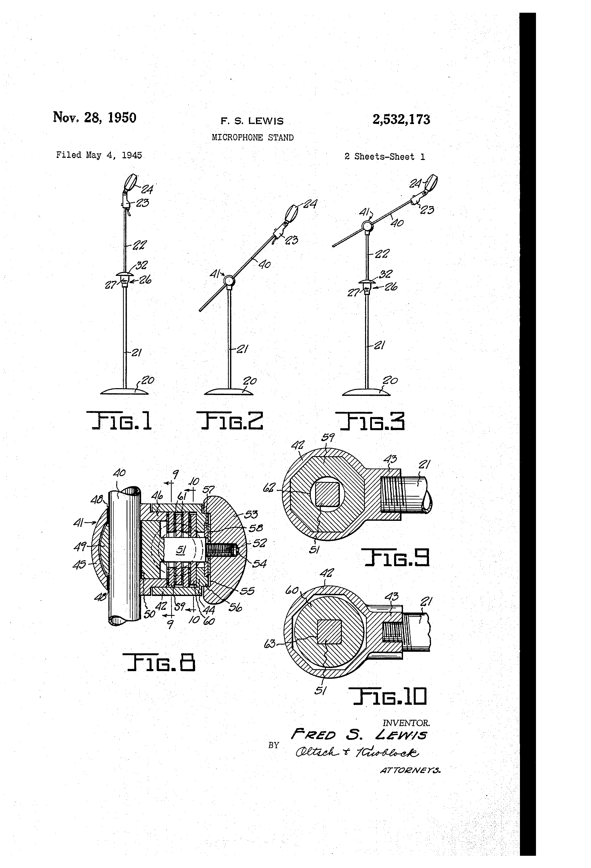 Patent US2532173 Microphone stand Google Patents