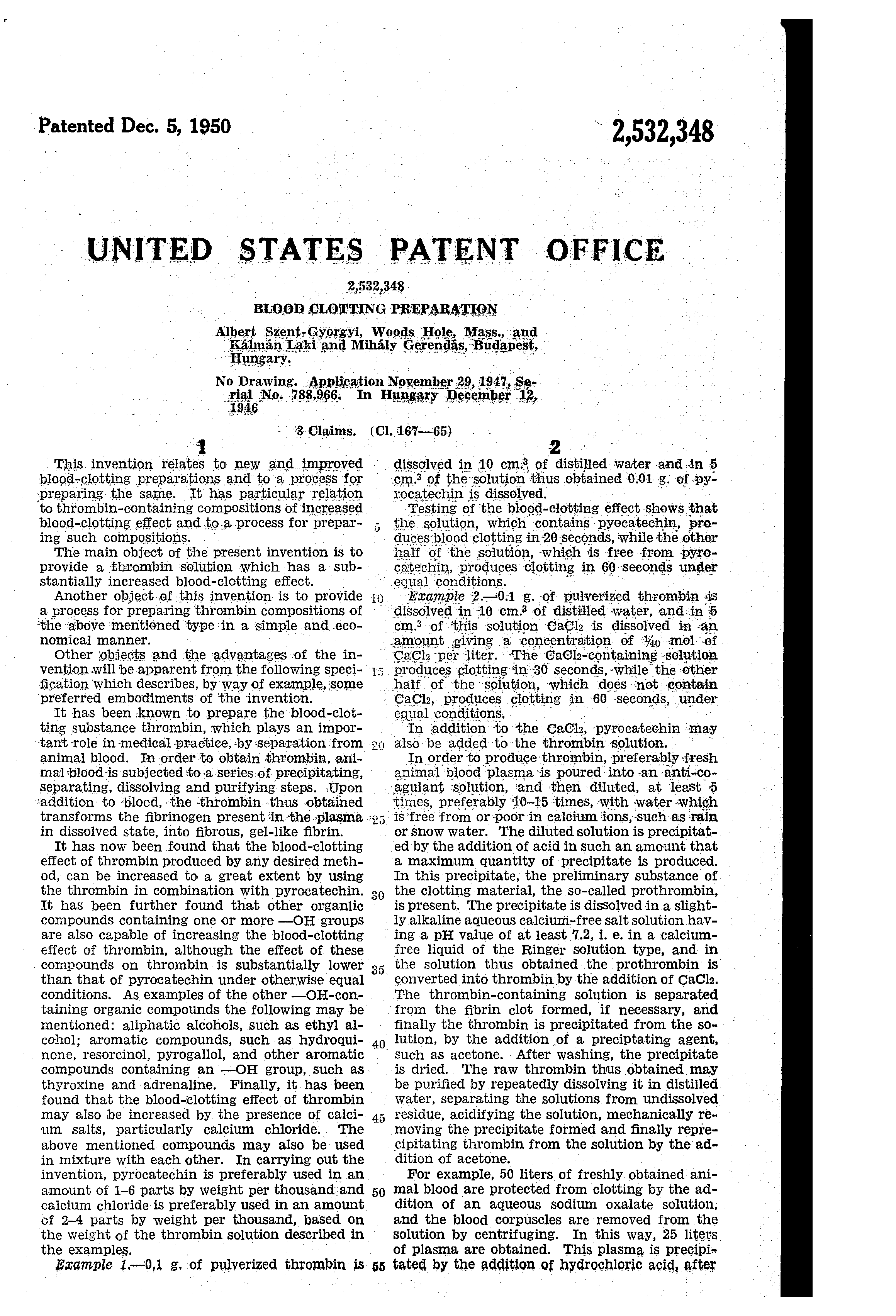 blood clotting preparation
