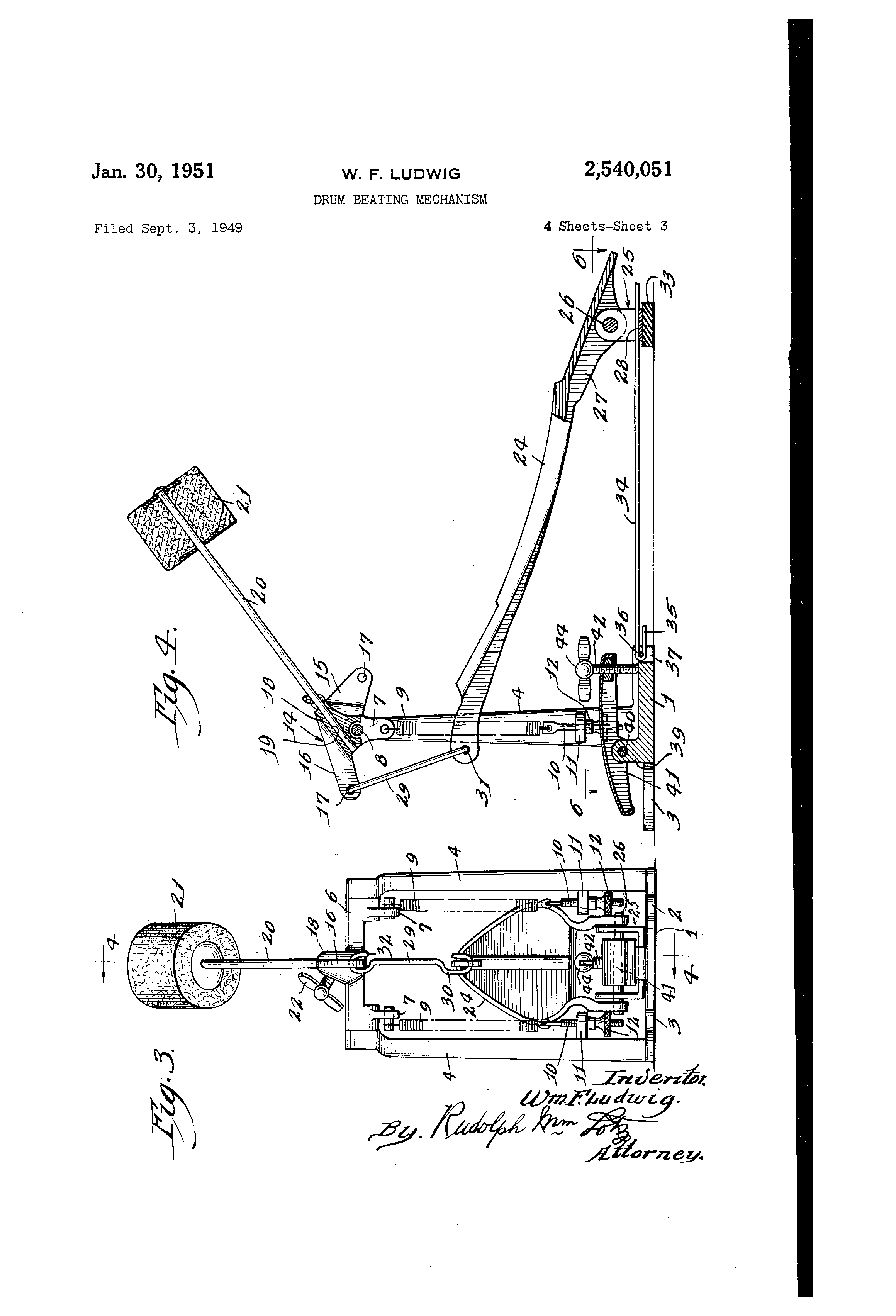 Patent US2540051 Drum beating mechanism Google Patents