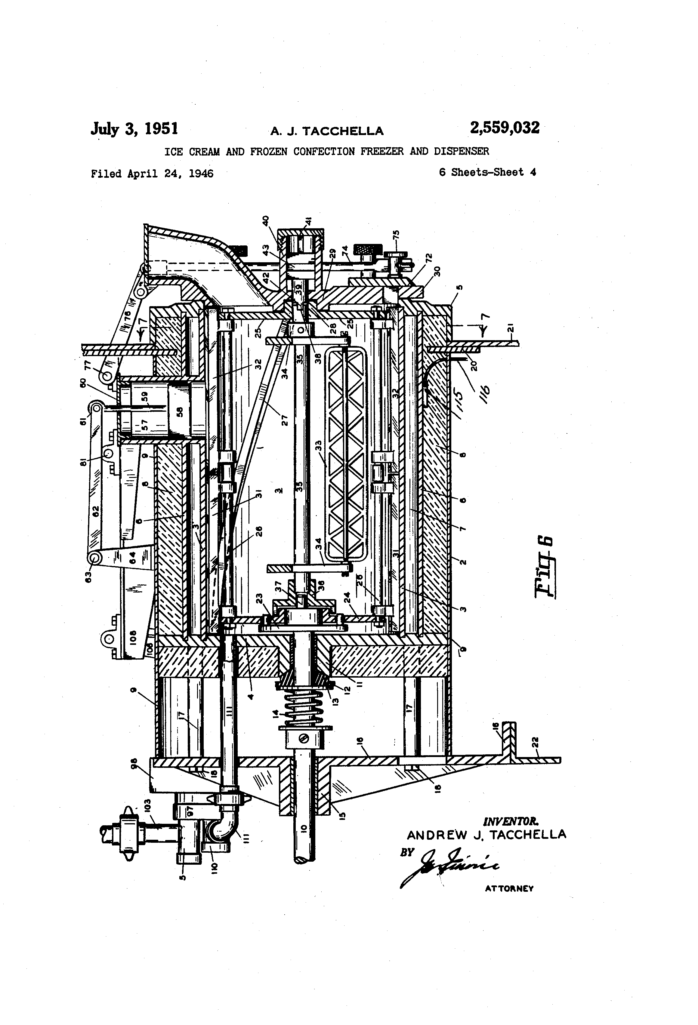 Patent US2559032 Ice cream and frozen confection freezer and dispenser Google Patents