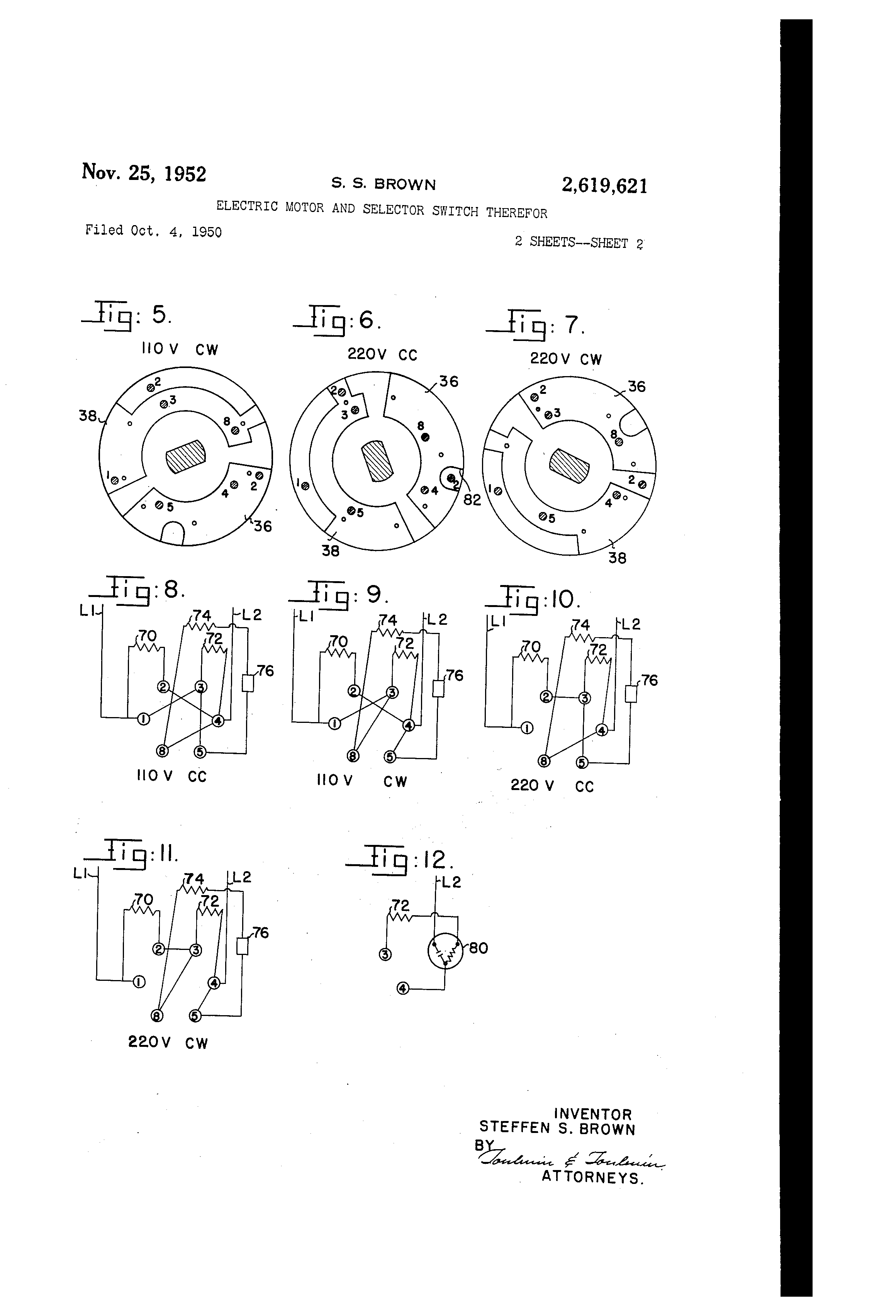 patent us2619621 electric motor and selector switch therefor US2619621 1 patent us2619621 electric motor and selector switch therefor,Dayton Electric Motor Wiring Schematics