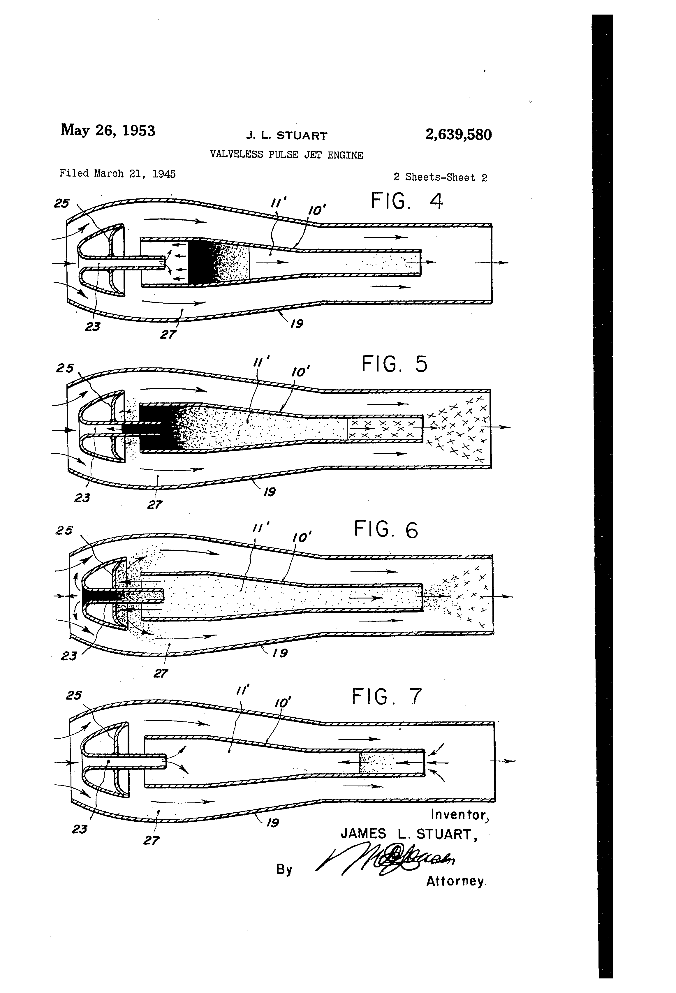 Patent US2639580 - Valveless pulse jet engine - Google Patents
