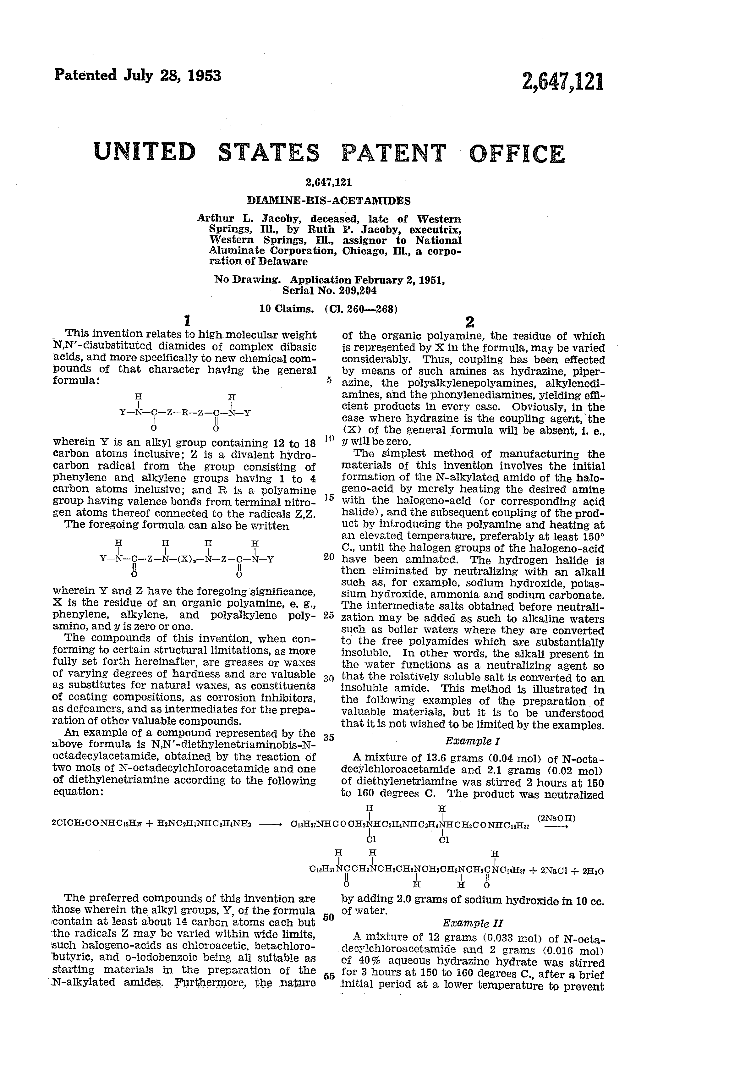 Patent US2647121 Diaminebisacetamides Google Patents