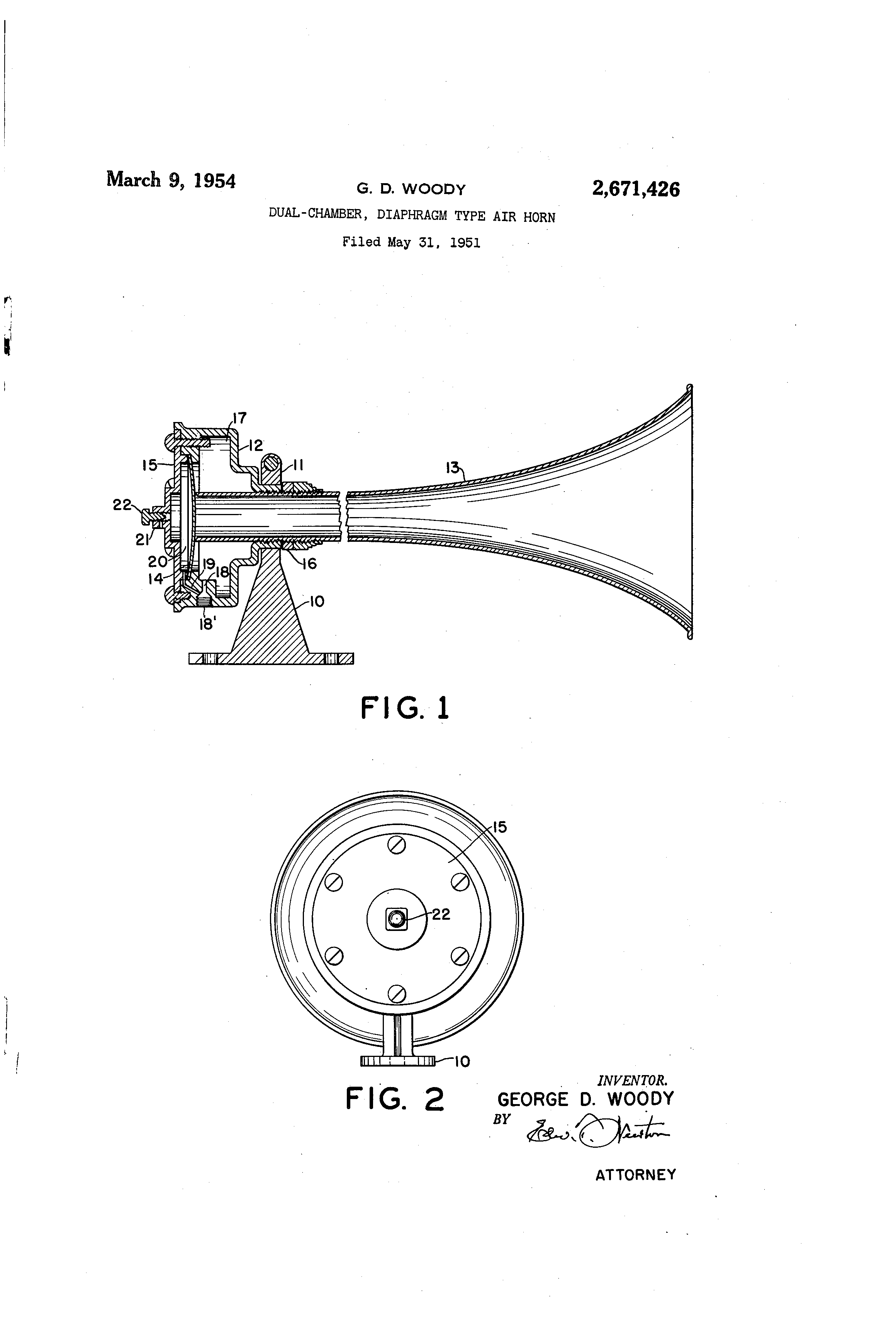 brevet us2671426 dual chamber, diaphragm type air horn google Air Horn Diaphragm Design brevet us2671426 dual chamber, diaphragm type air horn google brevets