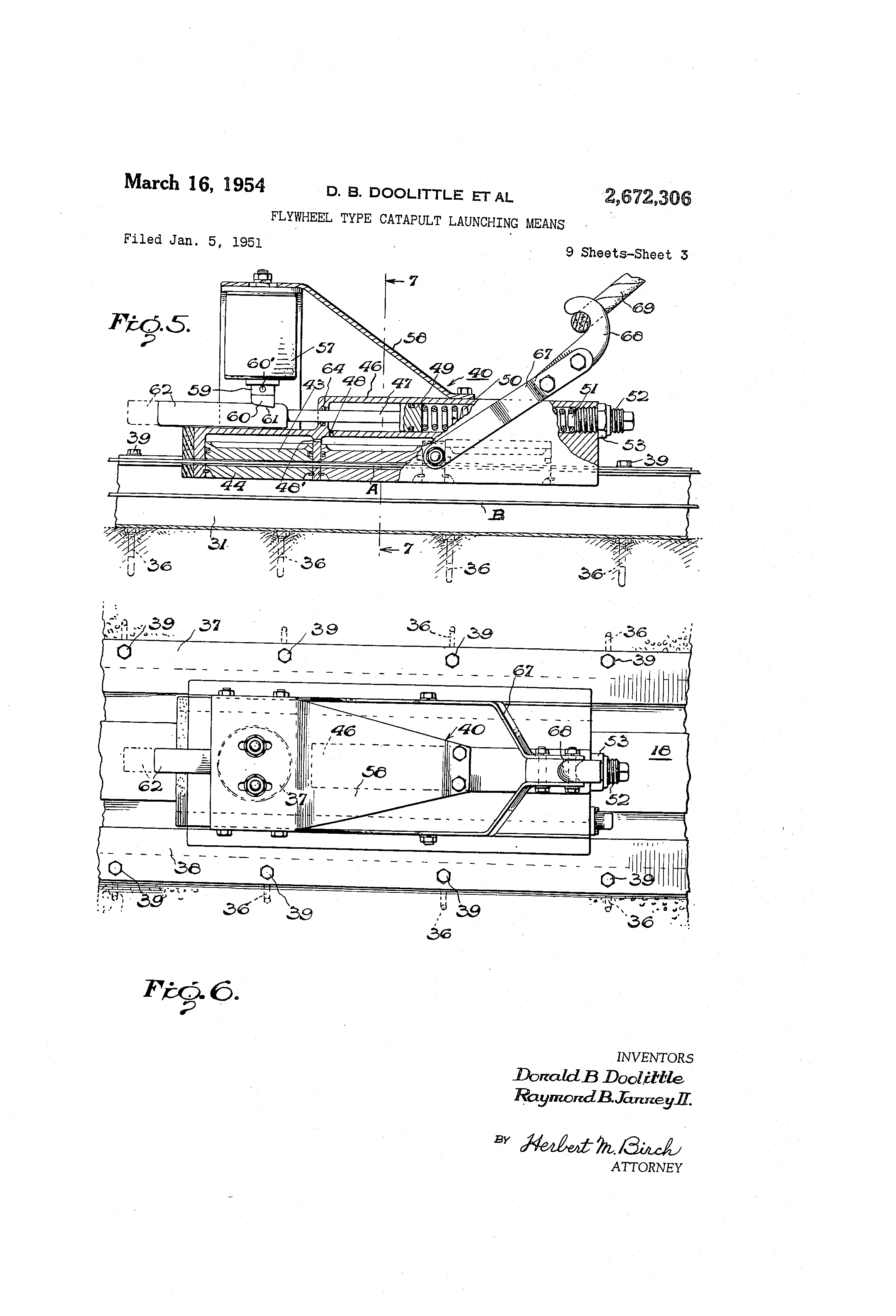 Patent US2672306 Flywheel type catapult launching means Google Patents