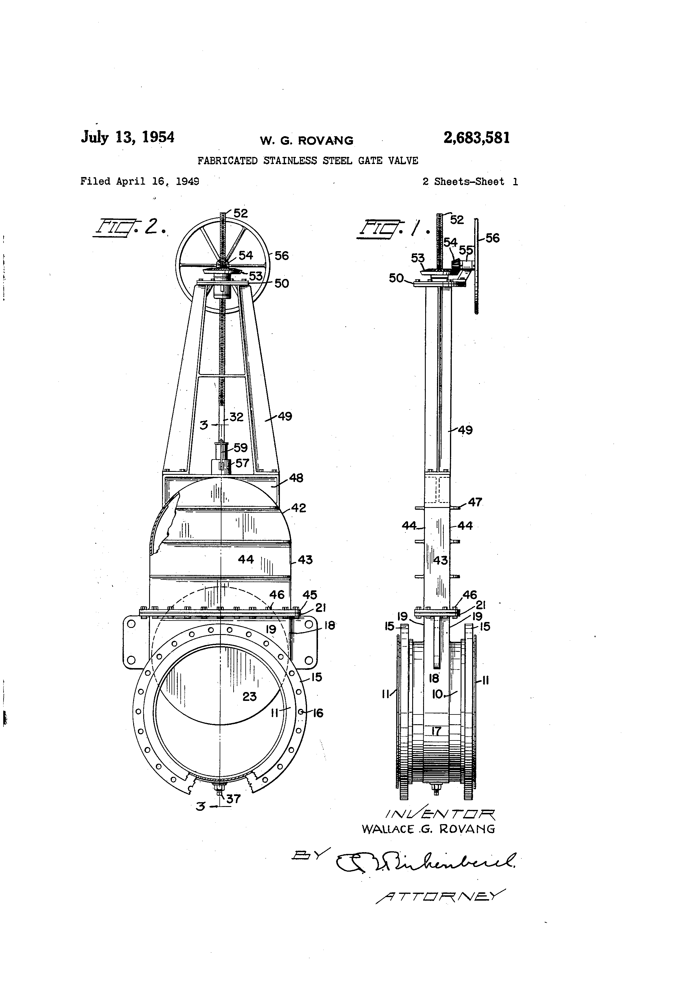 Patent US2683581 Fabricated stainless steel gate valve Google Patents