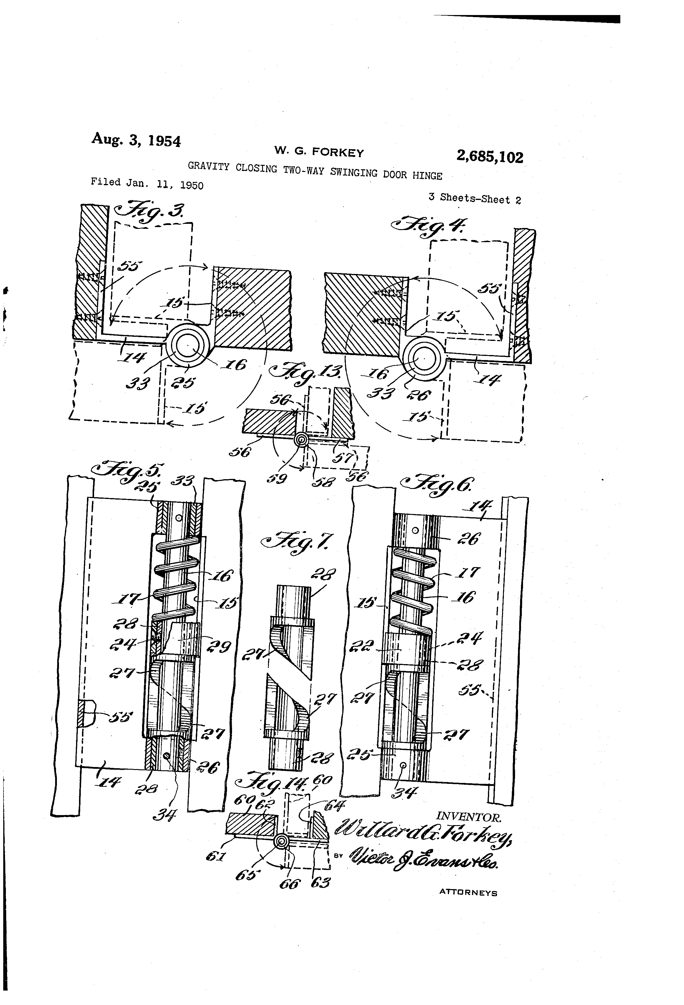 Patent US2685102 Gravity closing twoway swinging door hinge Google