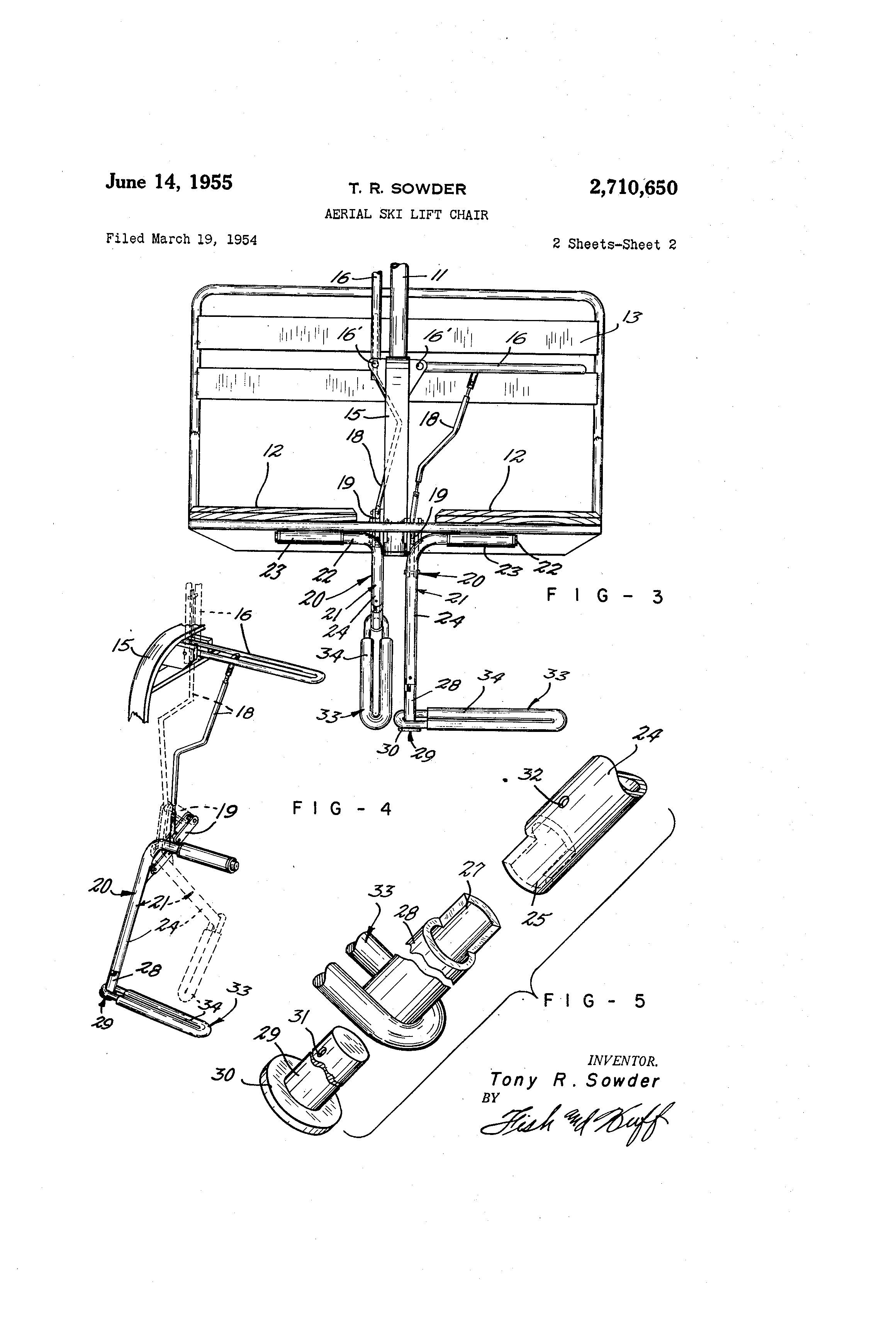 Patent US2710650 Aerial ski lift chair Google Patents