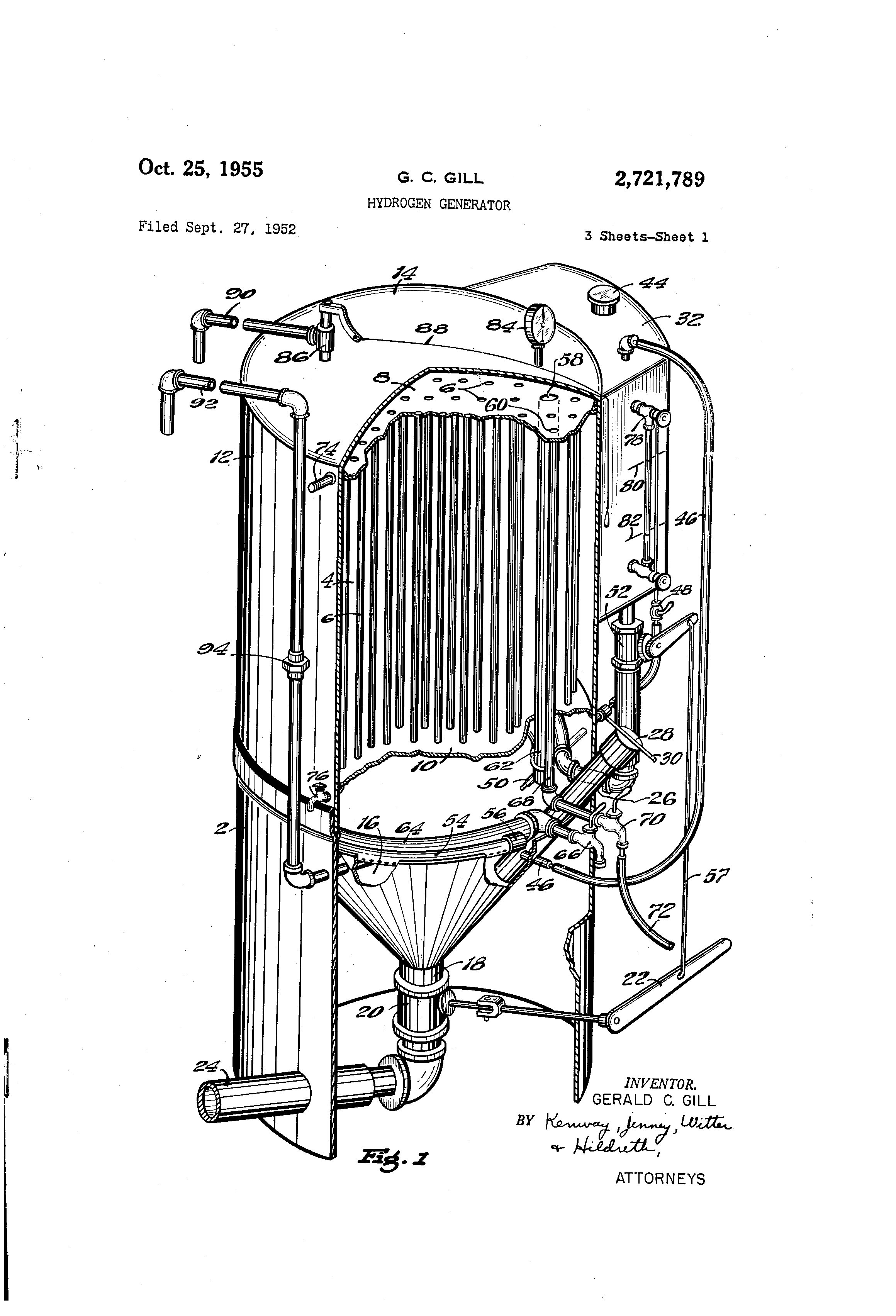 Patent US2721789 Hydrogen generator Google Patents