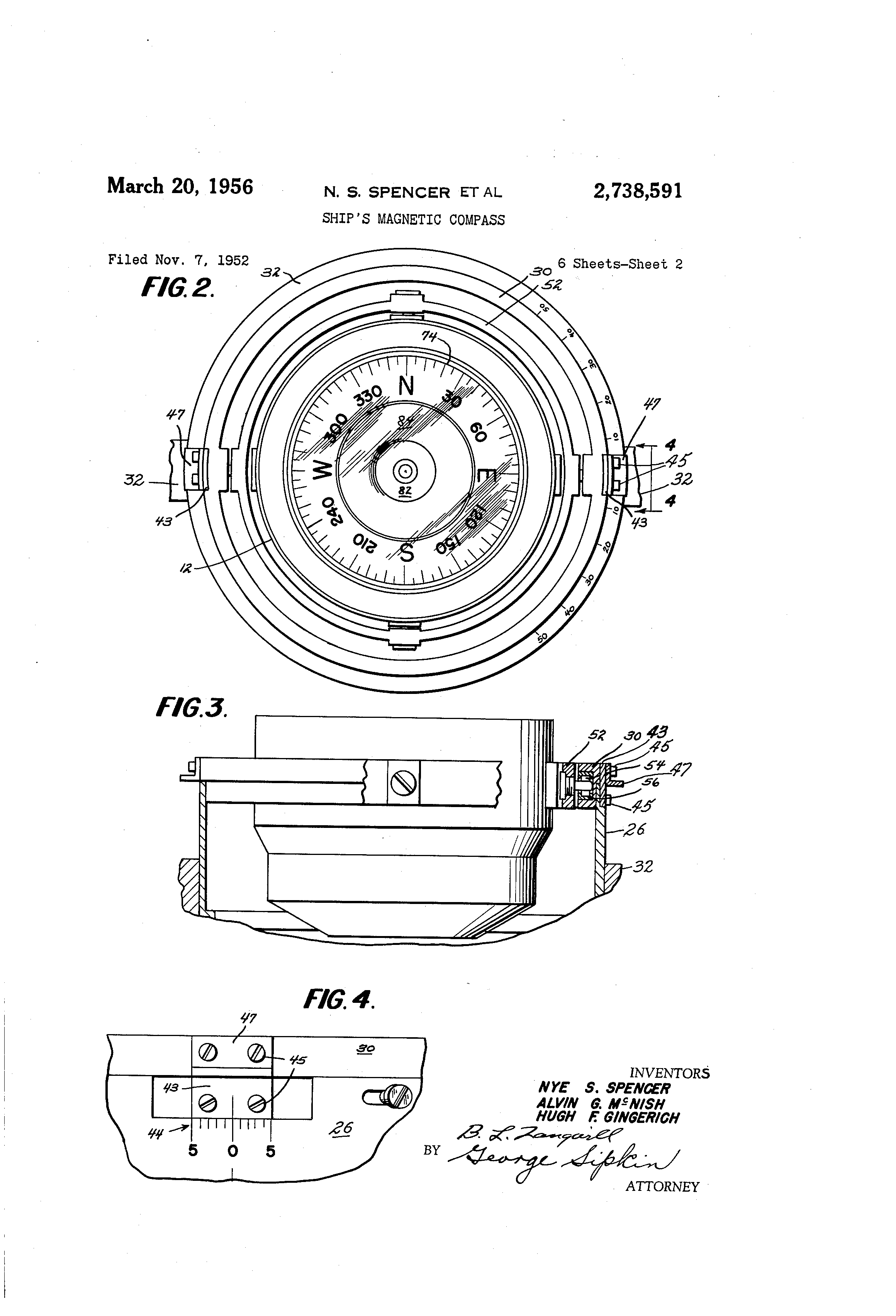 Patent US2738591 Ship's compass Google Patents