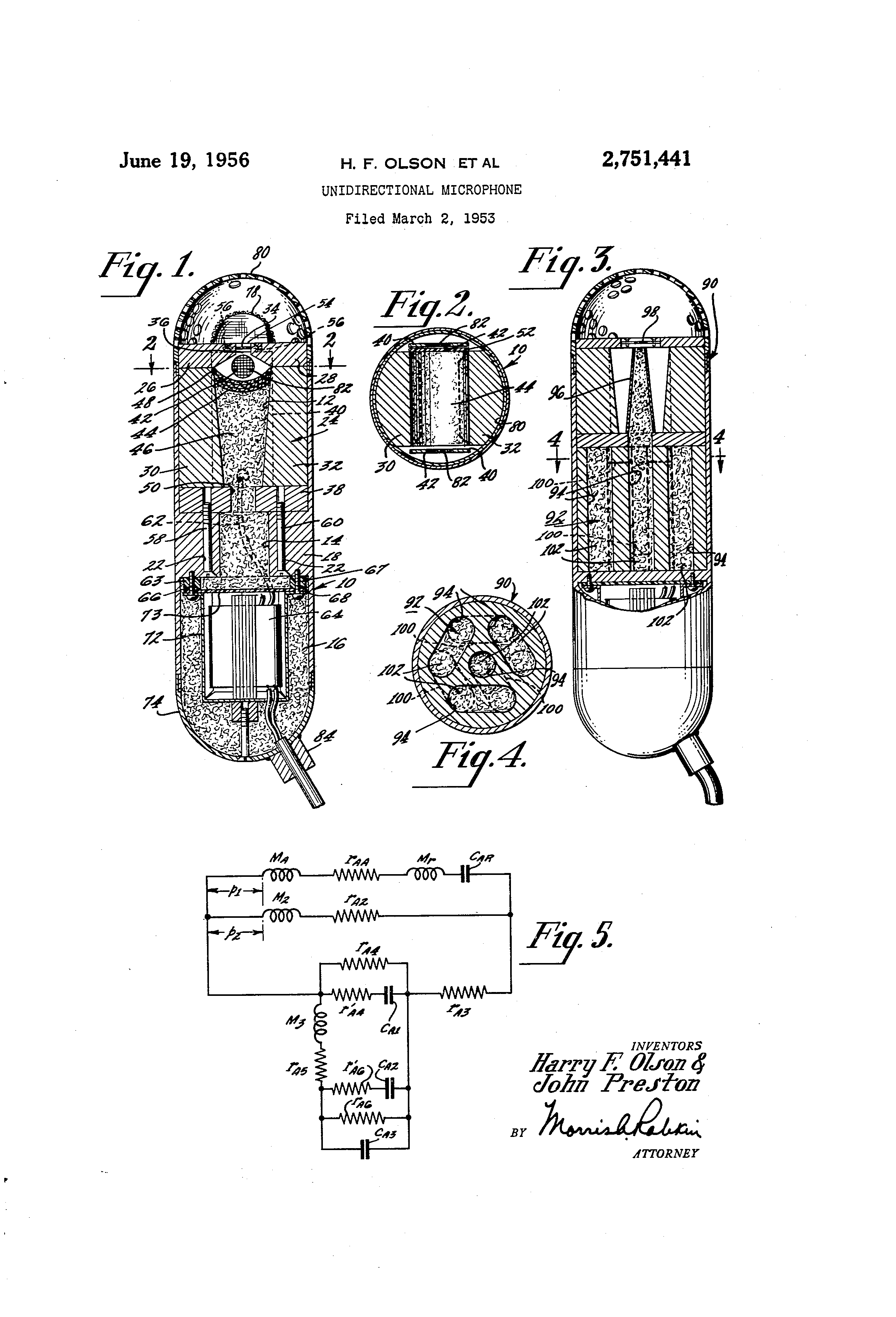Patent US2751441 Unidirectional microphone Google Patents
