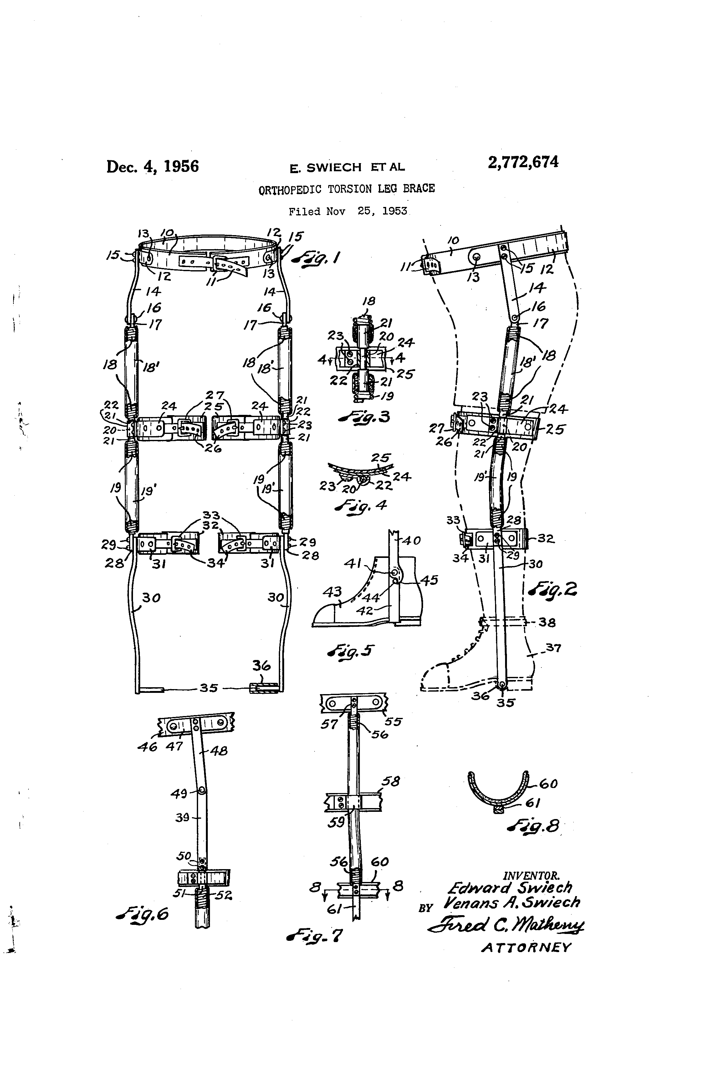Patent US2772674 Orthopedic torsion leg brace Google Patents