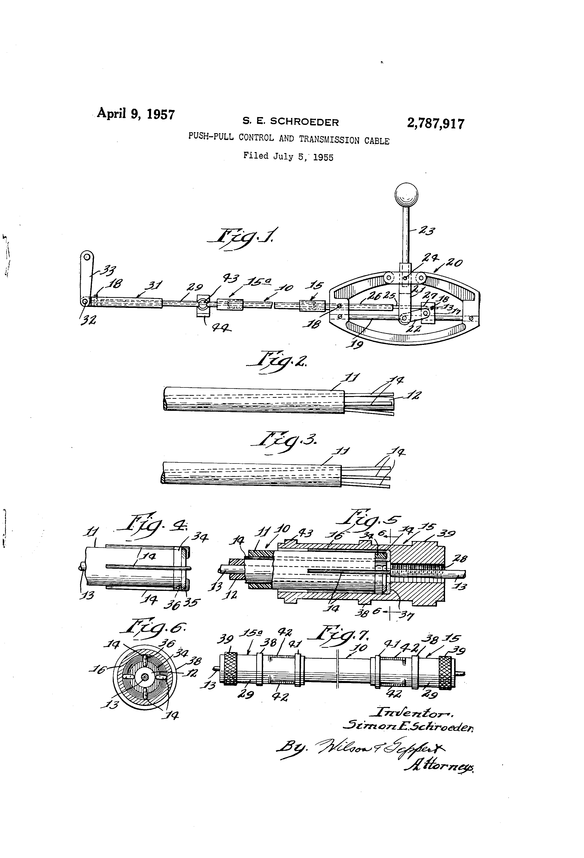 Patent US2787917 - Push-pull control and transmission cable - Google