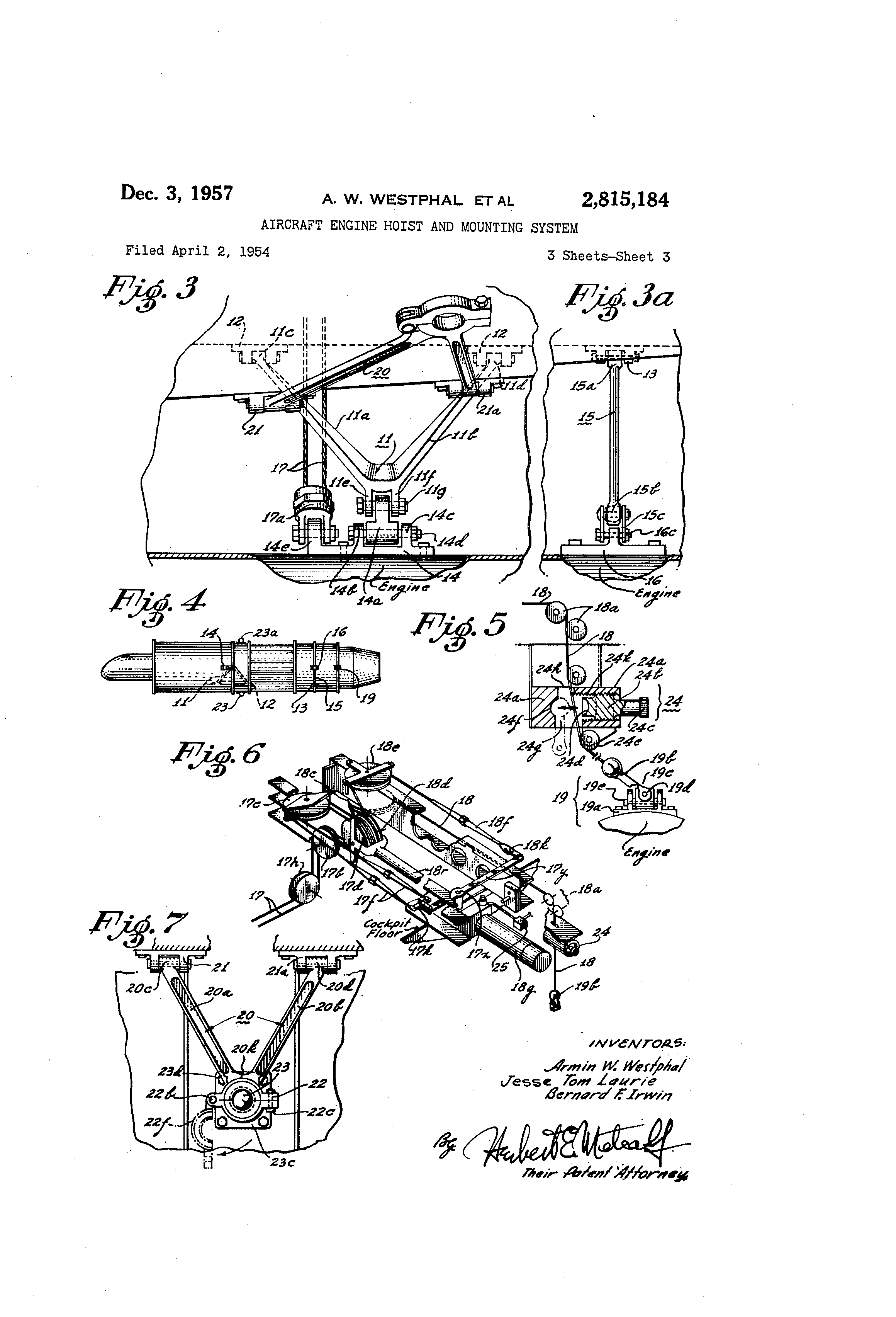 Patent US2815184 Aircraft engine hoist and mounting system Google